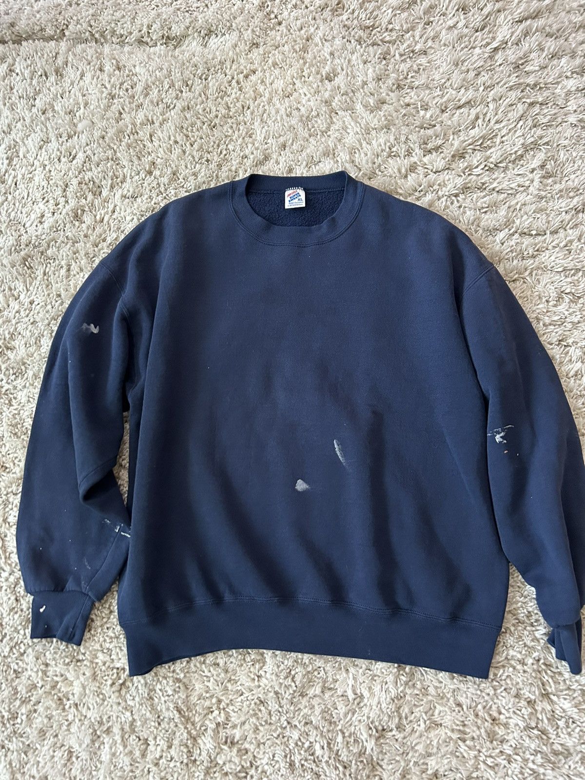 Jerzees × Vintage Vintage 90s Blue Painted Crewneck Size US XL / EU 56 / 4 - 1 Thumbnail
