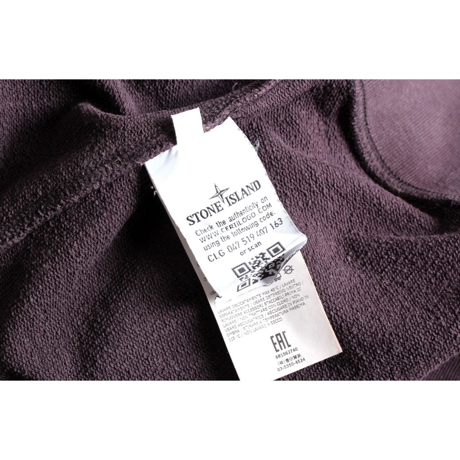 Stone Island STONE ISLAND Sweatshirt Men M VR3589 Crew Neck Pullover Cotton Purple Logo All Seasons Regular Size US M / EU 48-50 / 2 - 6 Thumbnail