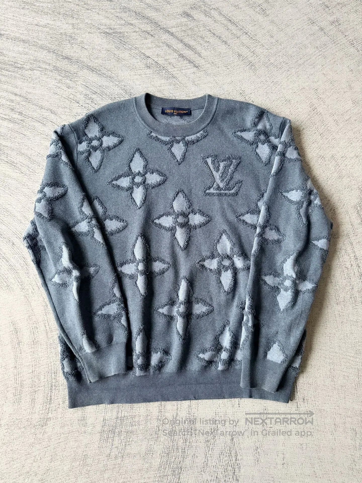 Louis Vuitton LV Denim Blue Logo Knit Sweater XL. Size US XL / EU 56 / 4 - 3 Thumbnail