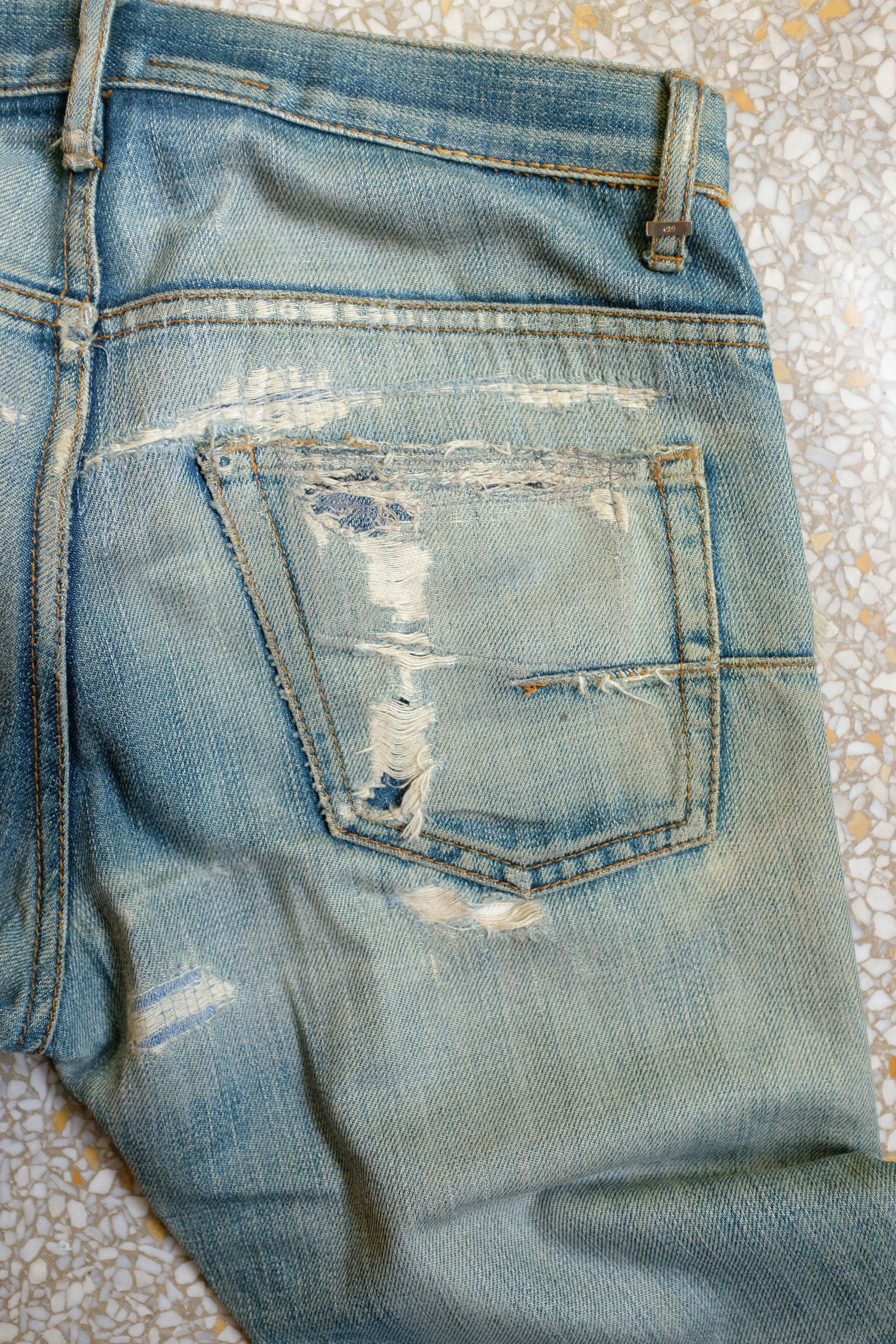 Dior Dior Homme MIJ Jeans Thrashed Repaired Hedi Slimane Size US 26 / EU 42 - 18 Thumbnail