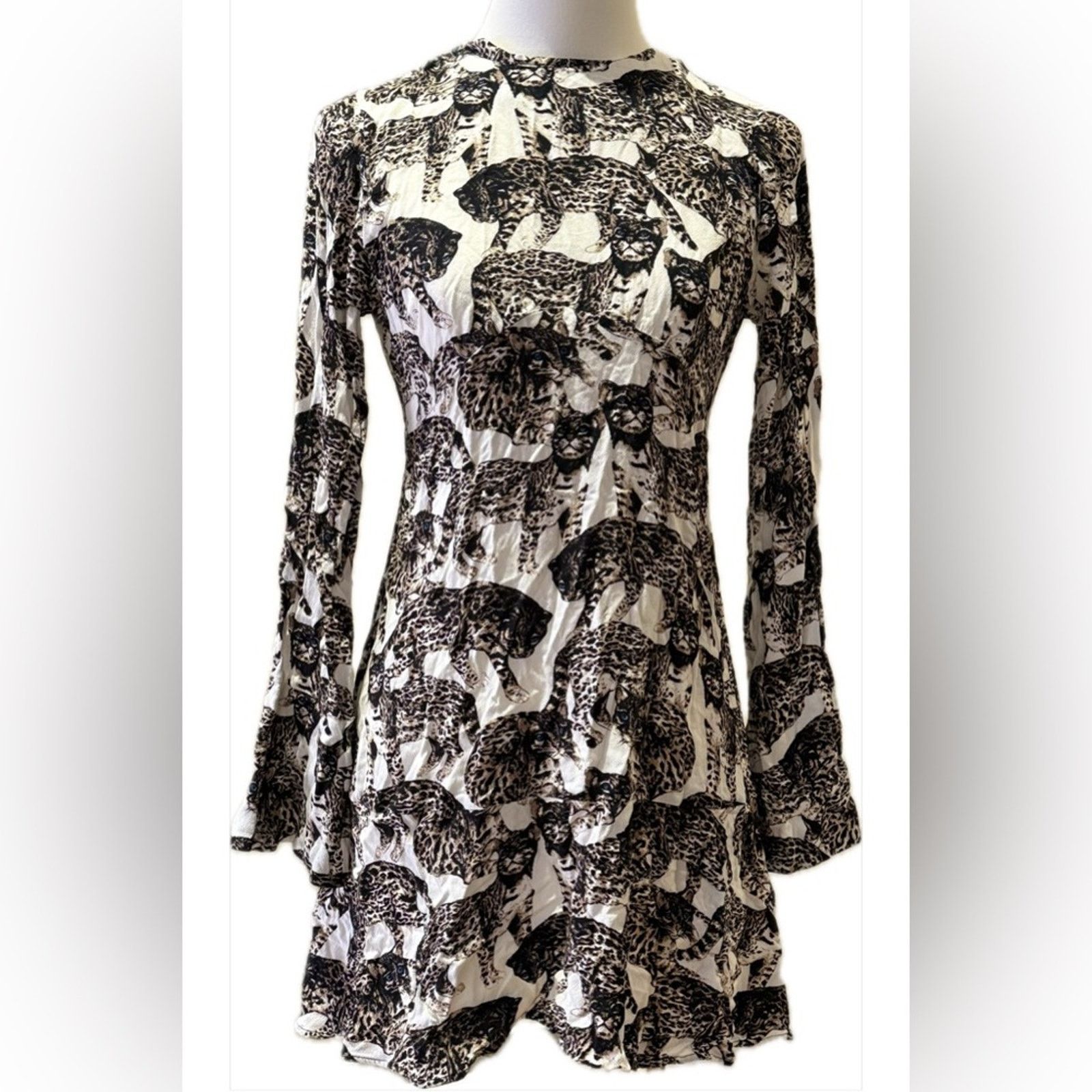 H&M H&M Black and White Leopard Print Long Sleeve Dress Size S / US 4 / IT 40 - 1 Thumbnail