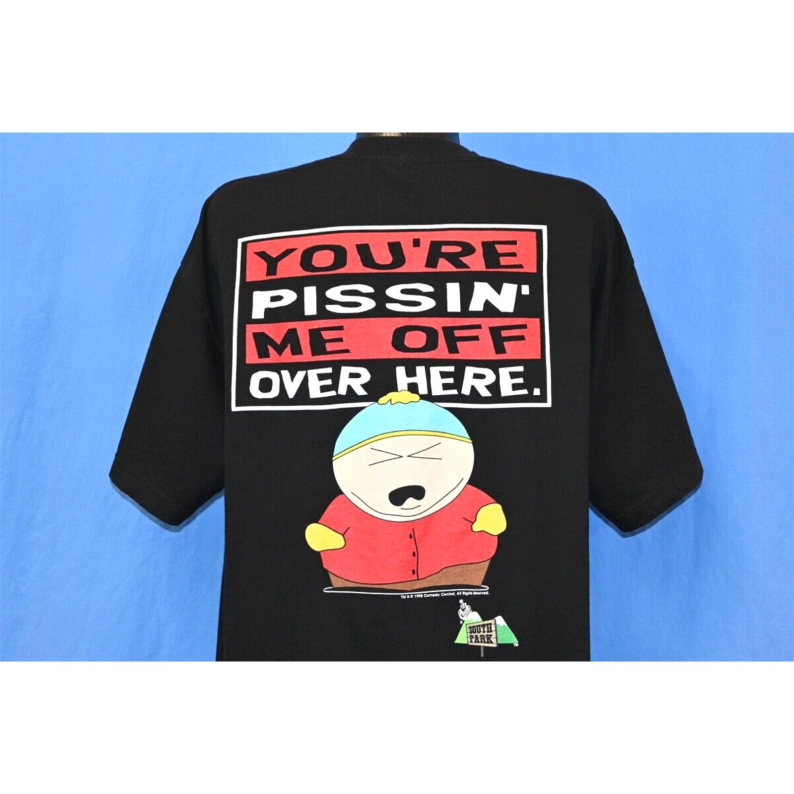 image of Hereu Vintage 90's Eric Cartman South Park Piin Me Off Over Here Cartoon T-Shirt XL in White, Men's