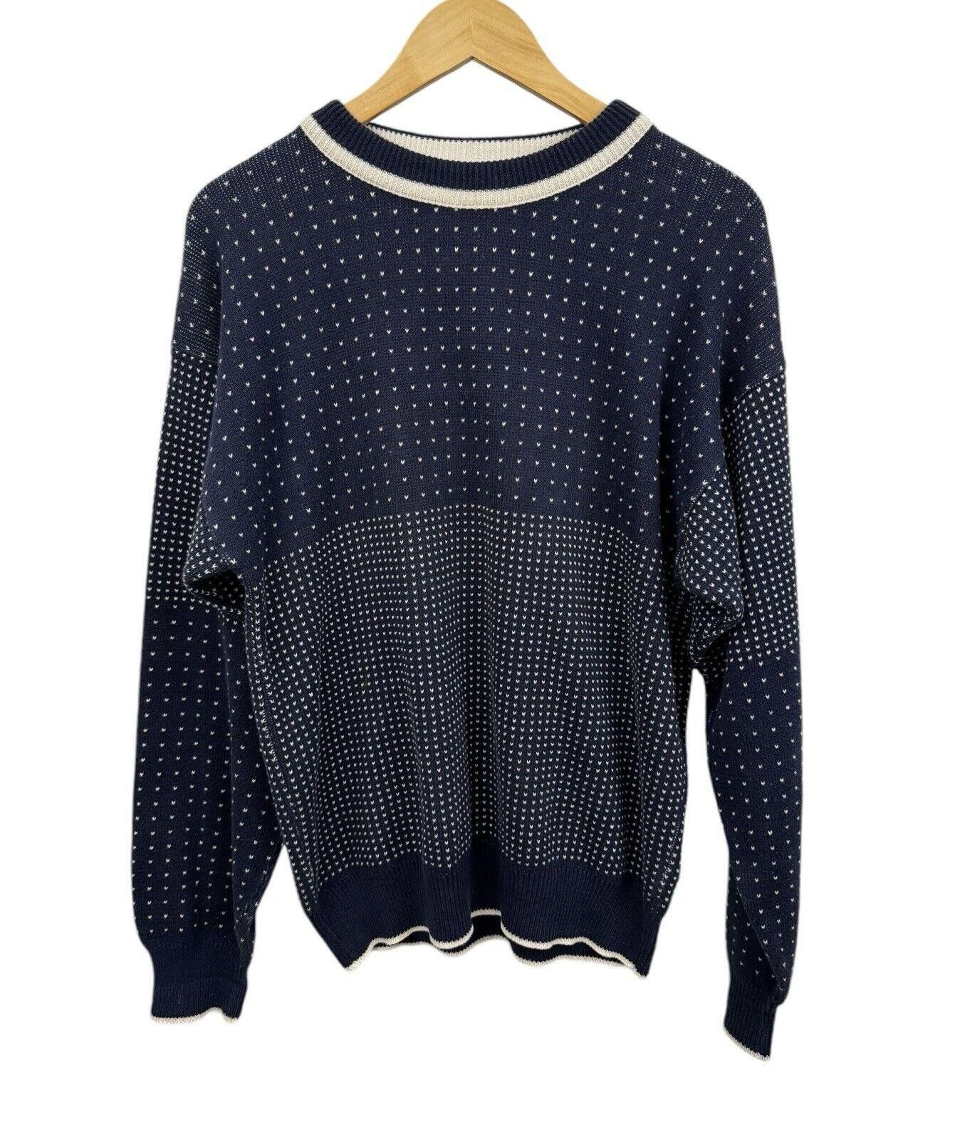 Designer Vintage Byford Blue Polka Dot Patchwork Knit USA Crewneck M Size US M / EU 48-50 / 2 - 1 Thumbnail