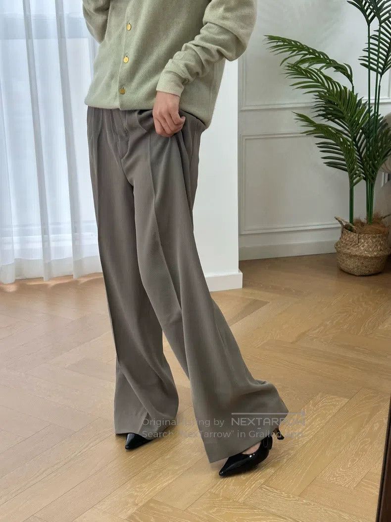 Hermes Hermes Fine Wool Pleated Drapable Wide Leg Trousers - Oliv Size 25" / US 0 / IT 36 - 2 Thumbnail