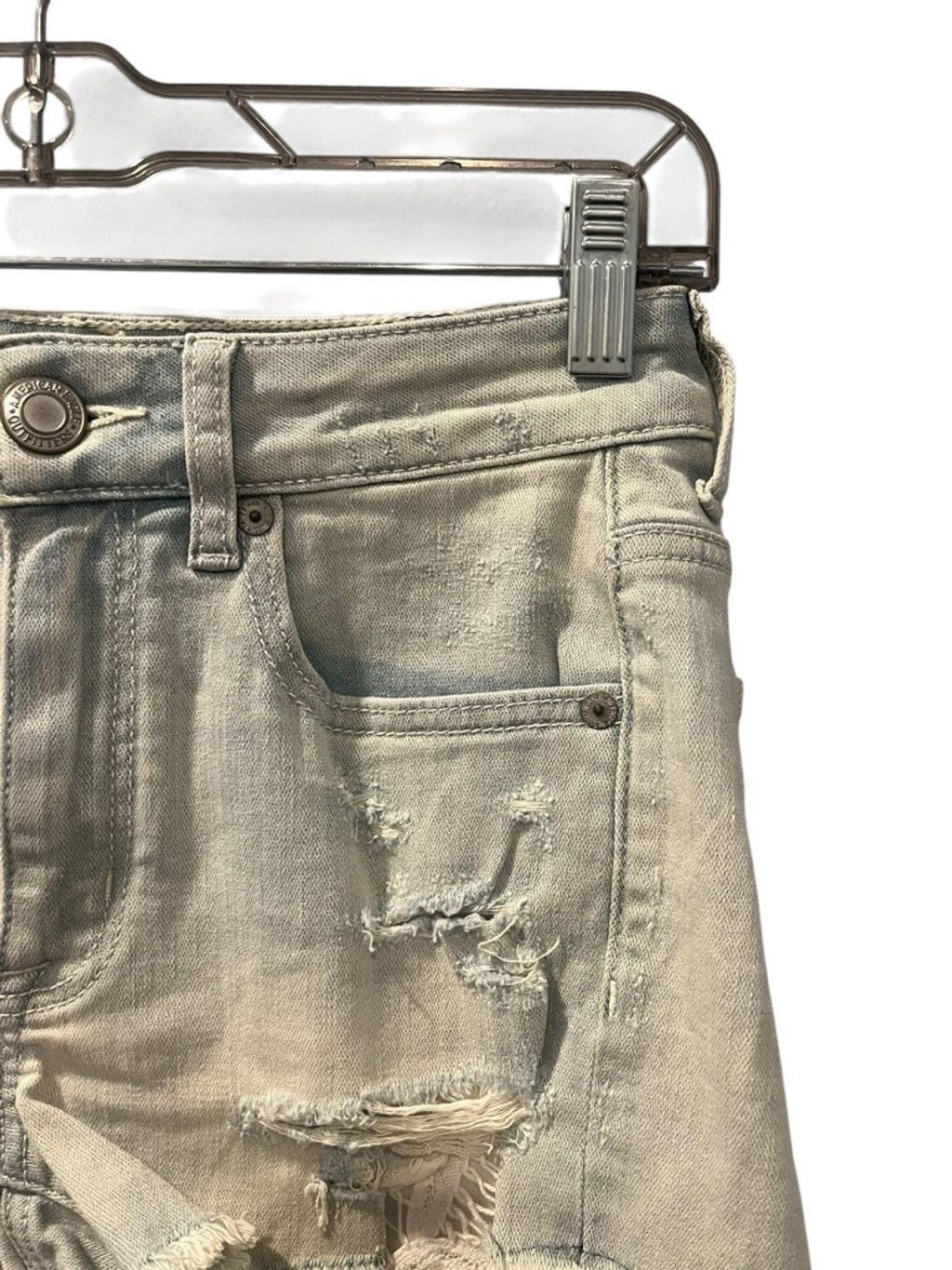 American Eagle Outfitters American Eagle Hi Rise Shortie Stretch Denim Shorts Size 2 Size 24" / US 00 / IT 34 - 3 Thumbnail