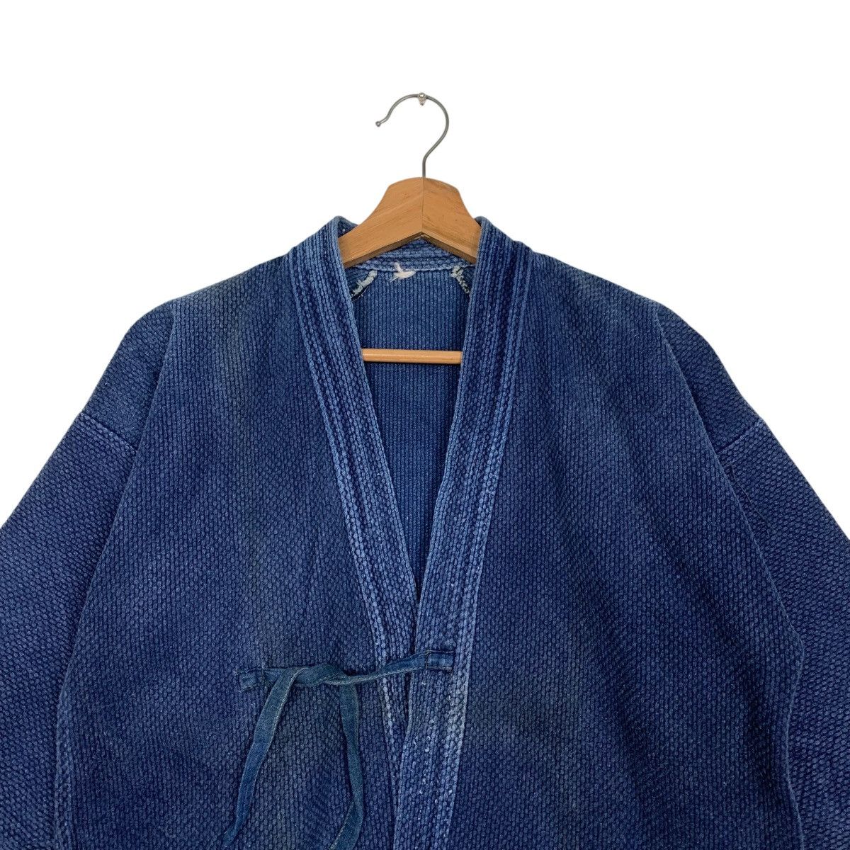 Vintage 90's Blue Indigo Sashiko Thick Weave Kimono Jacket 2767-C125 Size US M / EU 48-50 / 2 - 2 Thumbnail