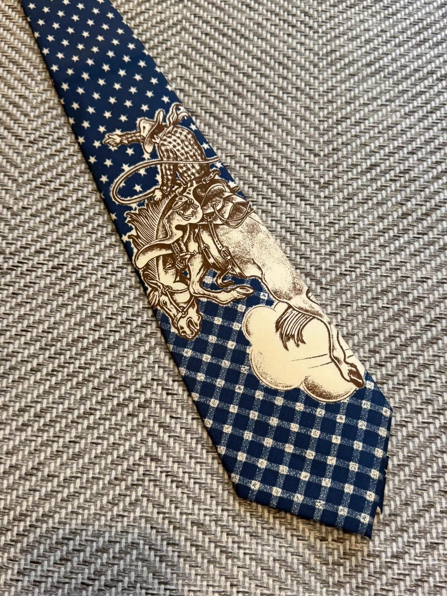 Jean Paul Gaultier Jean Paul Gaultier Plaid & Cowboy Narrative Print Tie K24 Size ONE SIZE - 1 Thumbnail