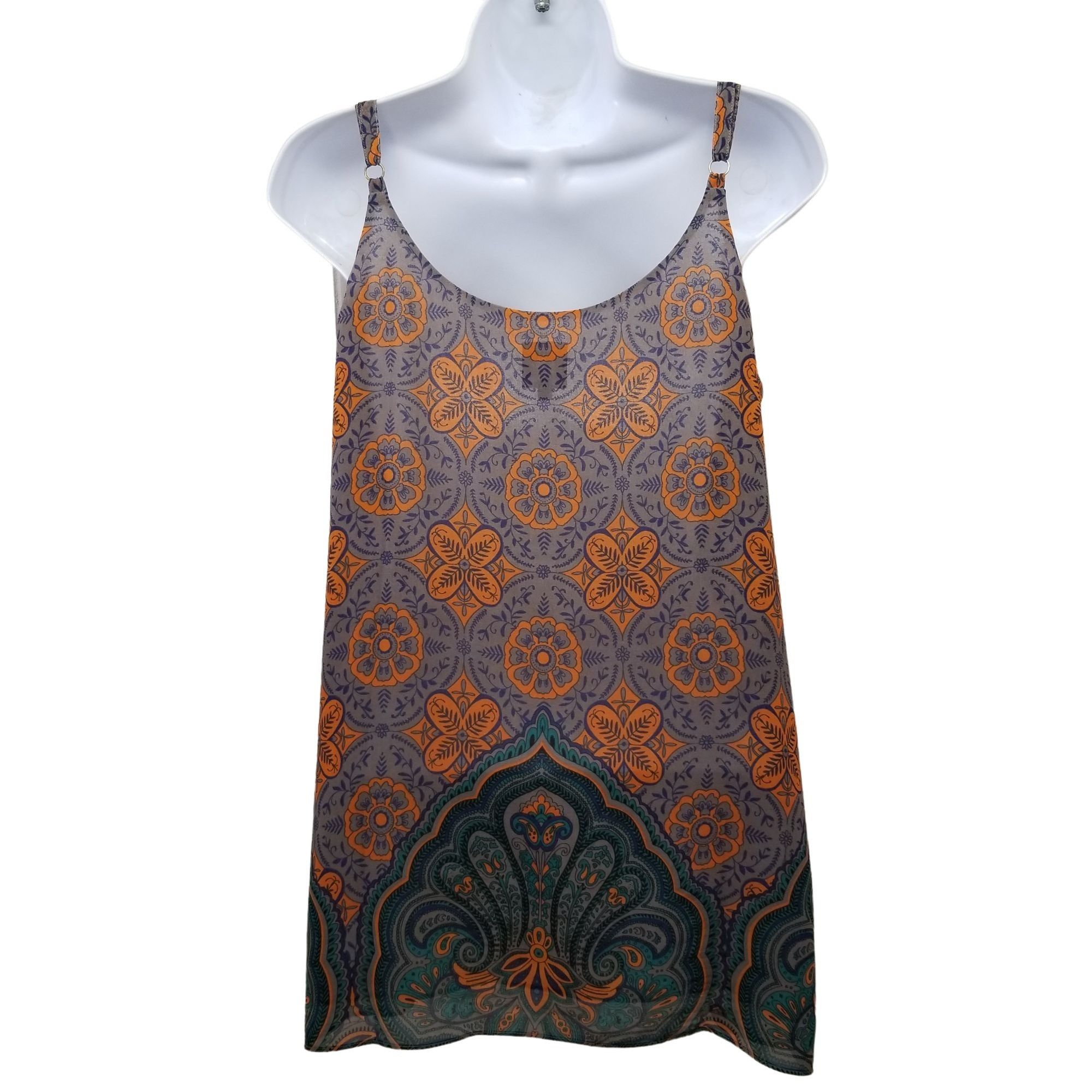 Other CAbi 3082 S Top Sleeveless Tank Orange Gray ARABESQUE Mosaic Size S / US 4 / IT 40 - 3 Thumbnail