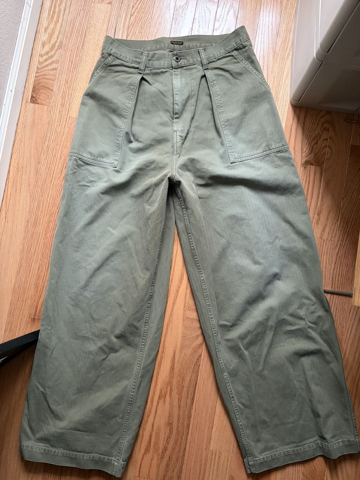 Kapital Kapital Fatigue Wide Leg Pleated Trousers (size 3/L) Size US 32 / EU 48 - 1 Thumbnail