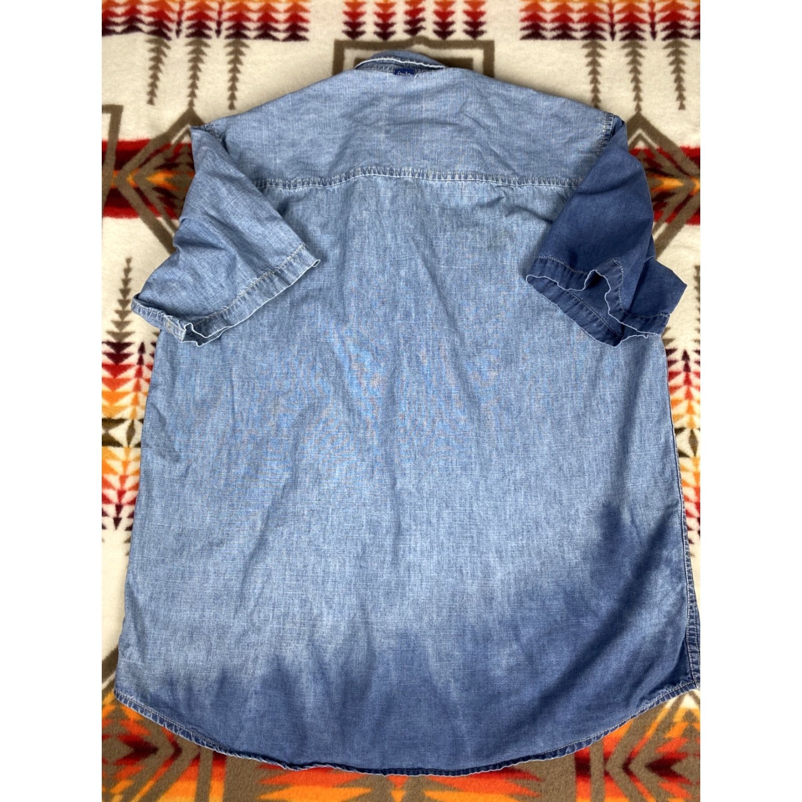 Sean John VINTAGE Sean John Denim Jean Shirt Short Sleeve XL Mens Blue Button Snap Shirt Size US XL / EU 56 / 4 - 2 Thumbnail