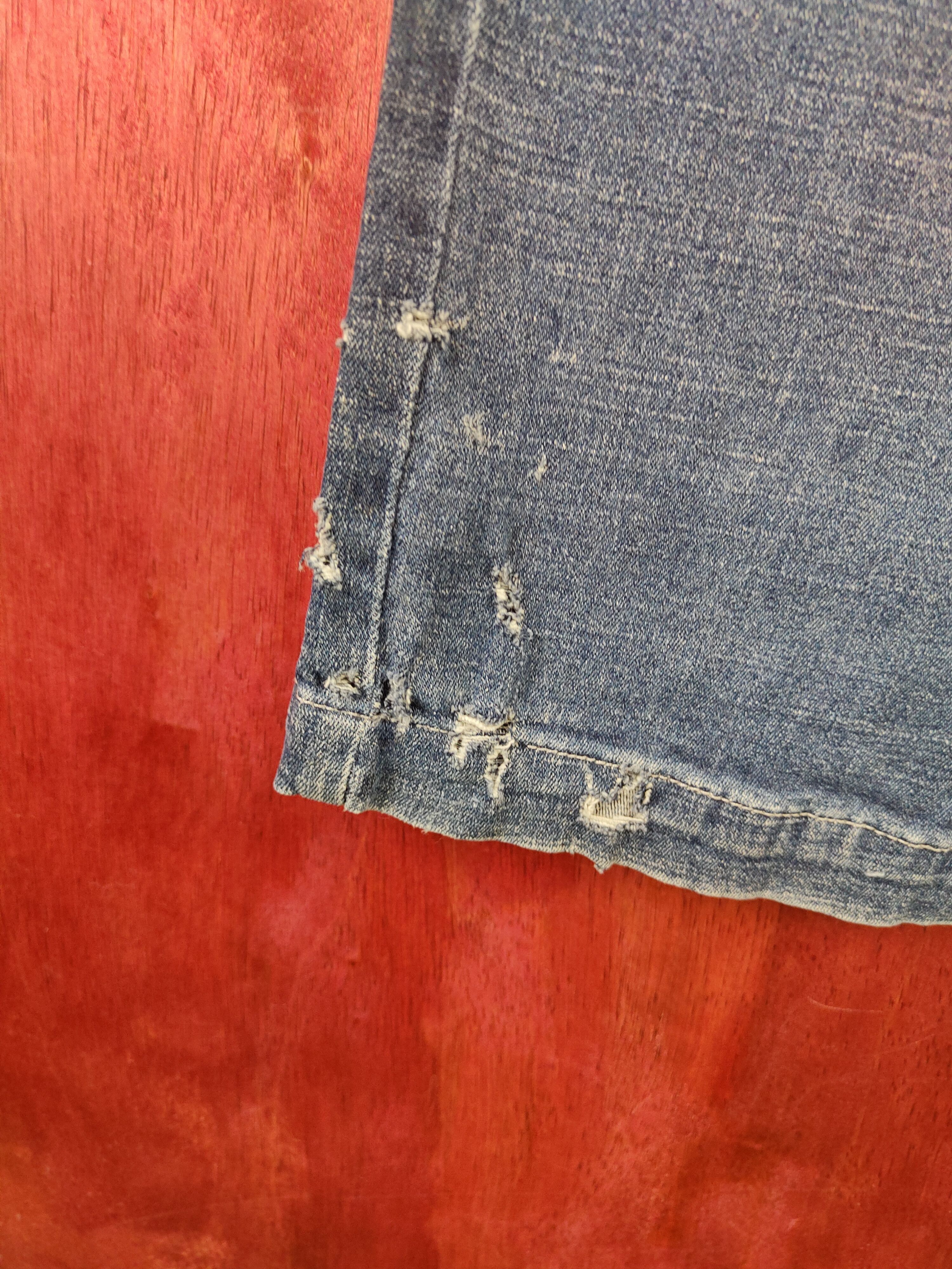 Japanese Brand FieldCore Blue Distressed Ripped Stretch Jeans #S2125 Size US 34 / EU 50 - 4 Thumbnail