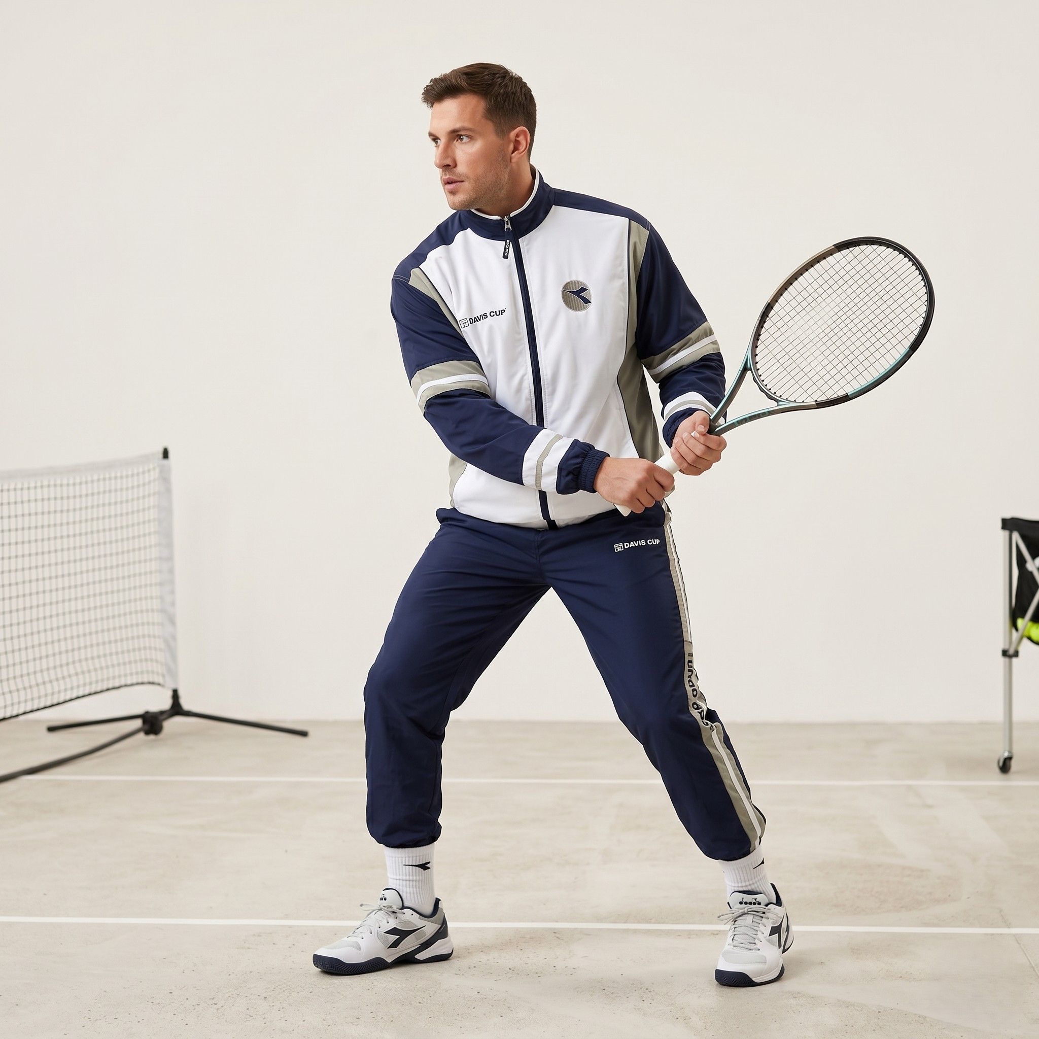 Diadora Diadora Davis Cup Men 40 50 L Sweatshirt White Vintage 2298 Size US XL / EU 56 / 4 - 1 Thumbnail