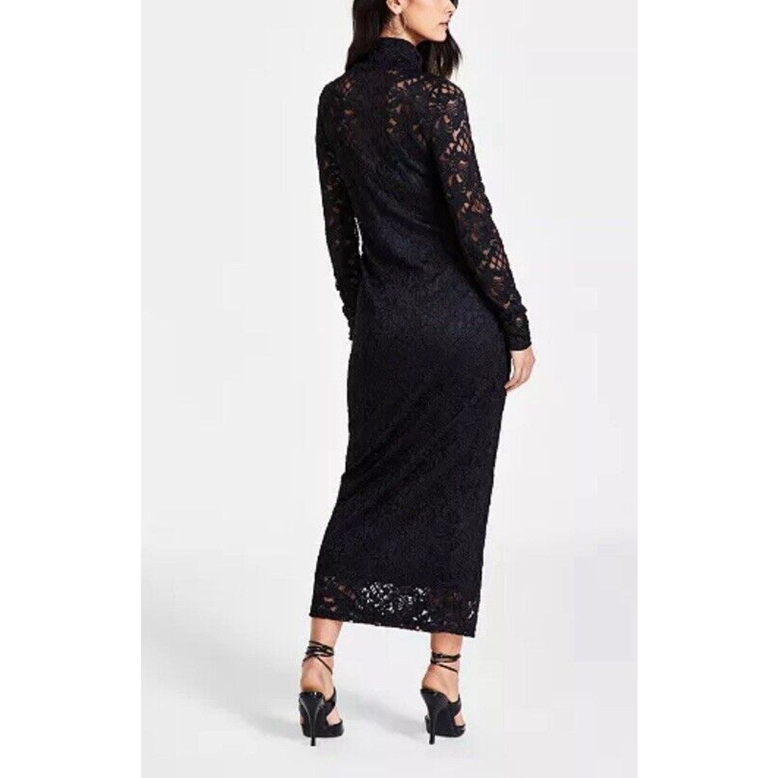 Bar III Bar III Women Lace Bodycon Dress Deep Black Size XS Size XS / US 0-2 / IT 36-38 - 2 Thumbnail