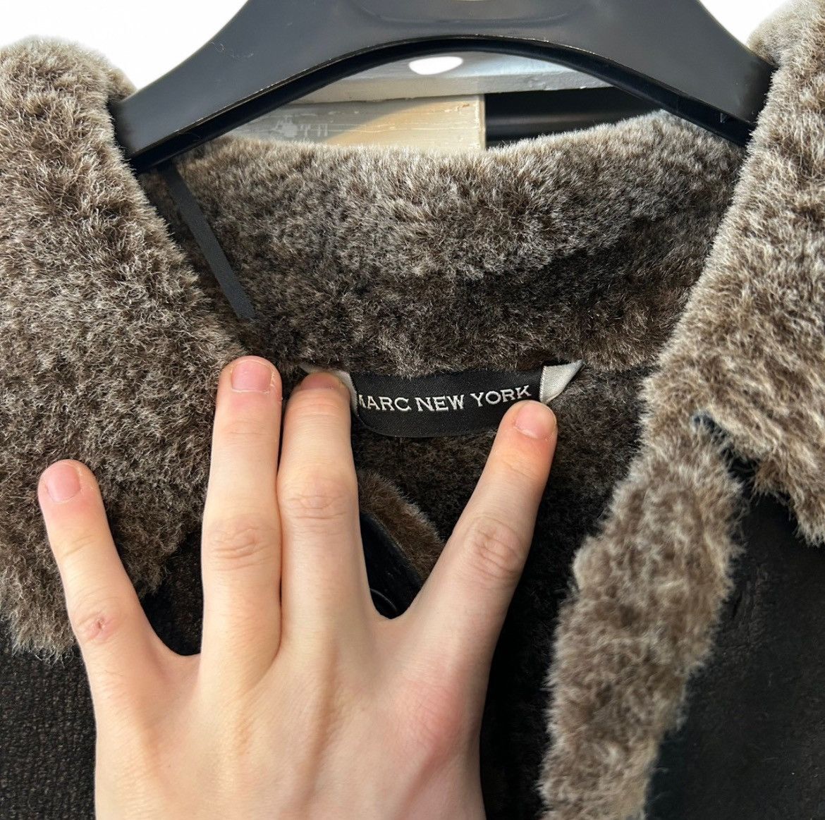 Vintage Marc New York Lambskin Brown Leather Shearing Jacket Size US XL / EU 56 / 4 - 2 Thumbnail