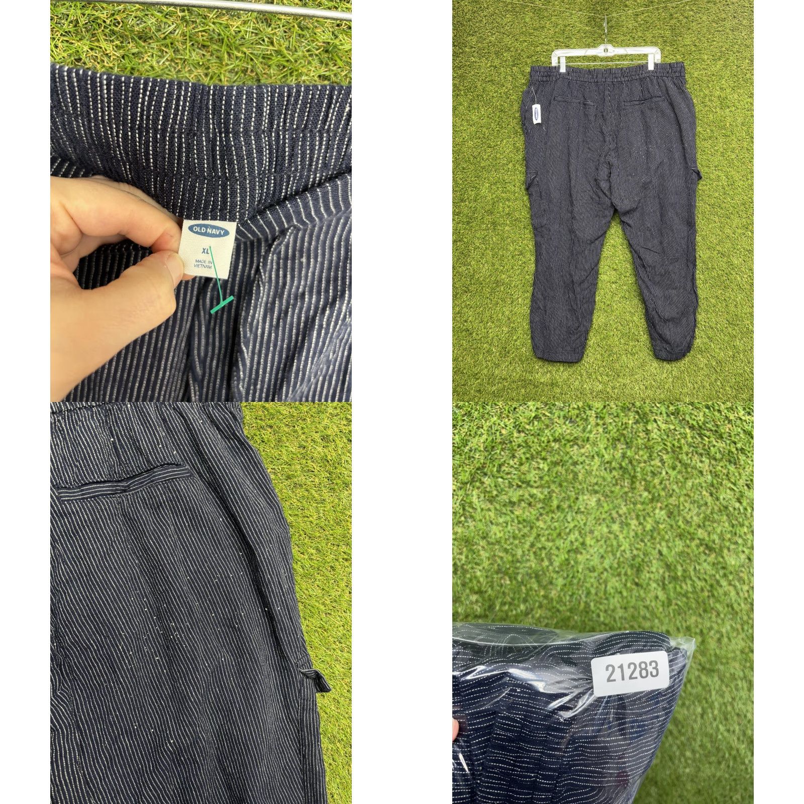 Old Navy Old Navy Cargo Pants Mens XL Blue Striped Elastic Waist Drawstring Casual Pants Size US 36 / EU 52 - 8 Thumbnail