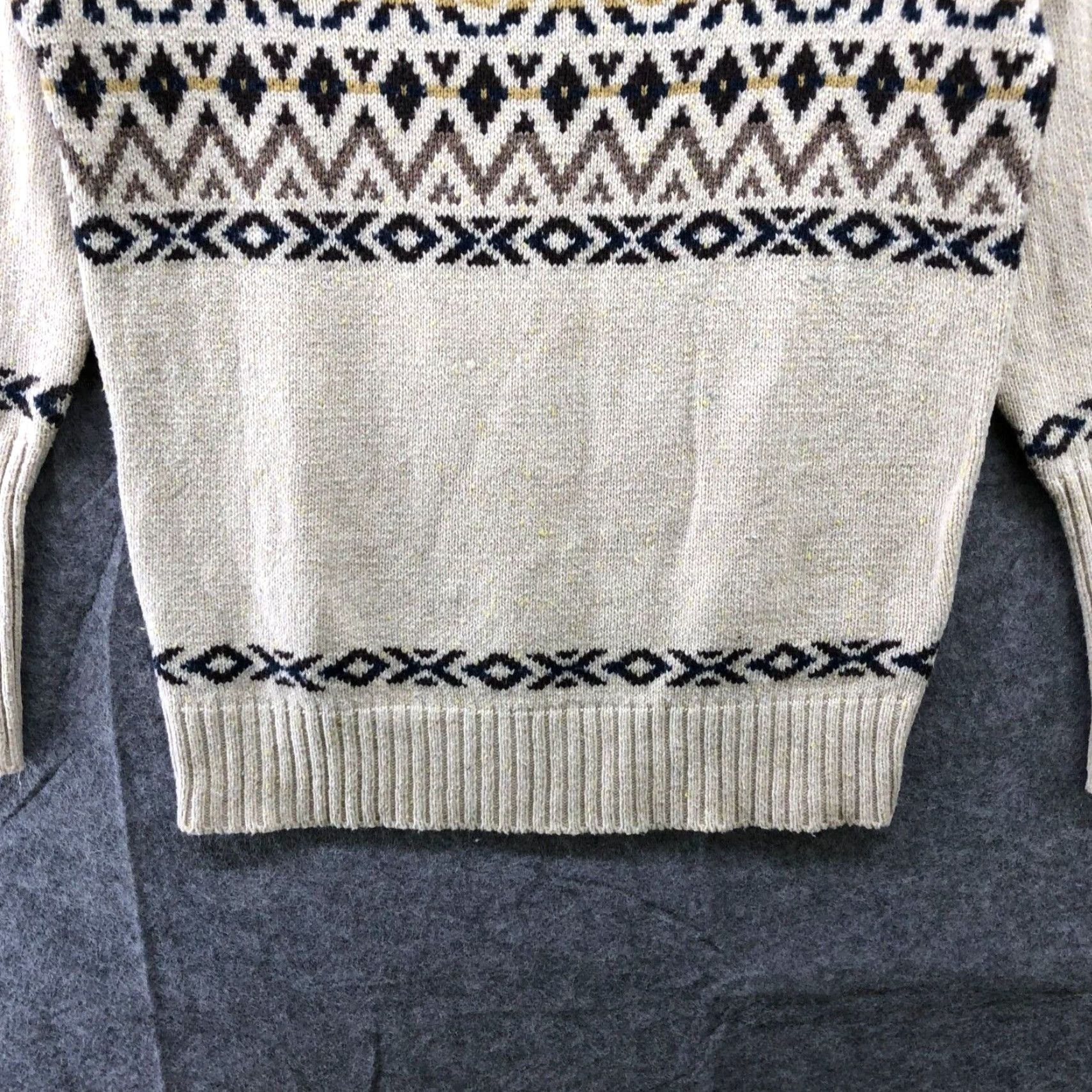 Vintage Chaser Sweater Womens XS Beige Cream Fair Isle Knit Crewneck Cotton Blend Size XS / US 0-2 / IT 36-38 - 4 Thumbnail