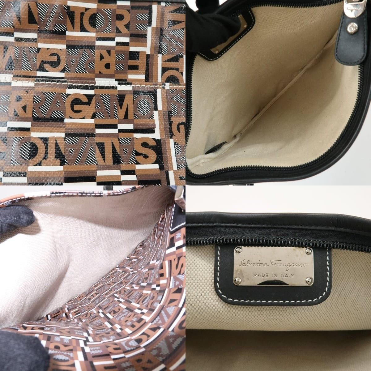 Salvatore Ferragamo Ferragamo Logo PVC Leather Crossbody Bag Brown Size ONE SIZE - 7 Thumbnail