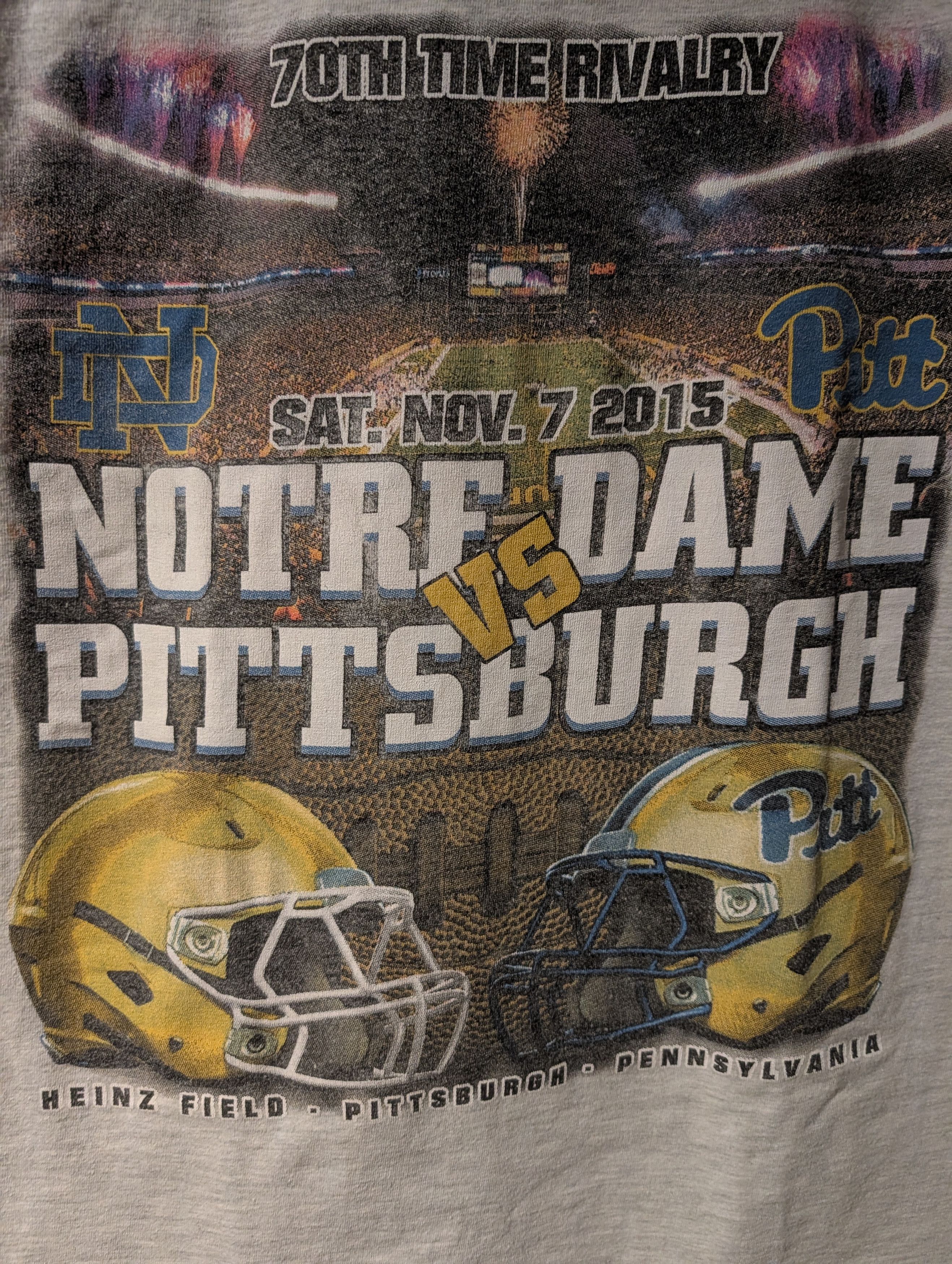 NCAA Notre Dame vs Pittsburgh Panthers 70th Time Rivalry T-Shirt Size US M / EU 48-50 / 2 - 2 Thumbnail