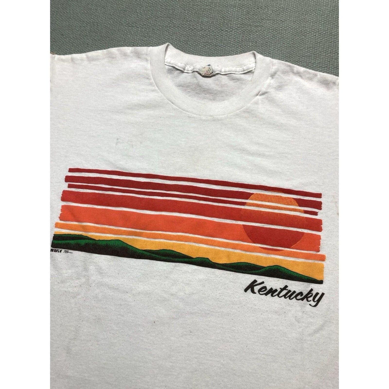 Sunray Sportswear VINTAGE 80s Sun Sportswear T-Shirt Kentucky Sunset Mountains White XL Men MENS Size US XL / EU 56 / 4 - 2 Thumbnail