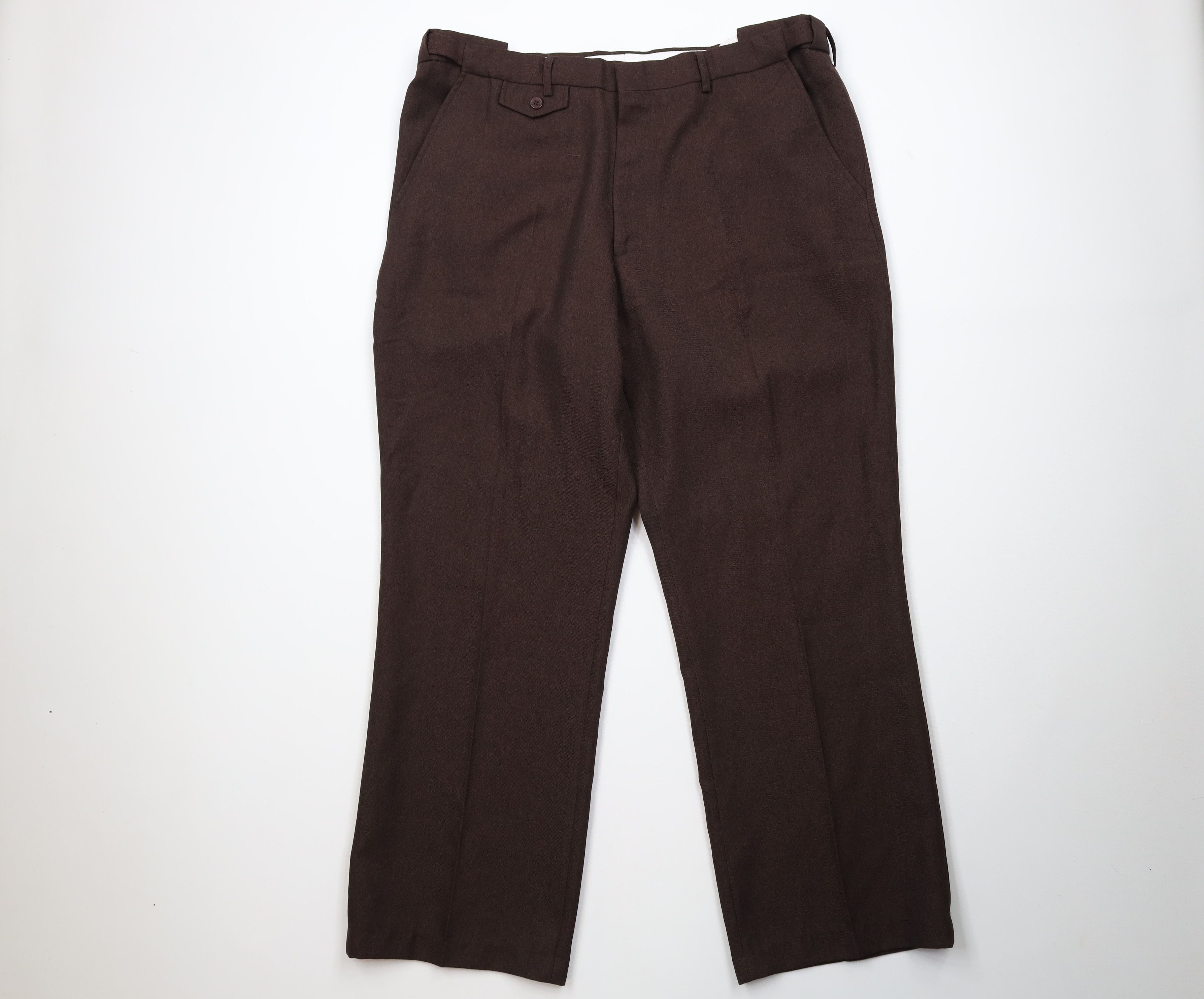 Vintage Vintage 90s Streetwear Wide Leg Chino Pants Brown Polyester Size US 40 / EU 56 - 1 Thumbnail