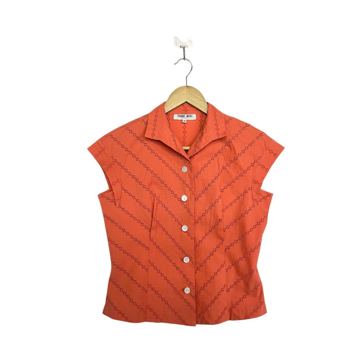 Hanae Mori HANAE MORI DEUX Vintage Casual Summer Eyelet Blouse Size XS / US 0-2 / IT 36-38 - 1 Thumbnail