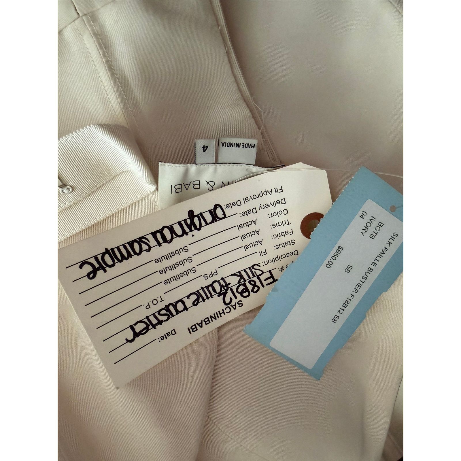 Sachin & Babi Sachin + Babi Silk Faille Bustier + Pants Set Ivory M Flaws Size 27" / US 4 / IT 40 - 5 Thumbnail