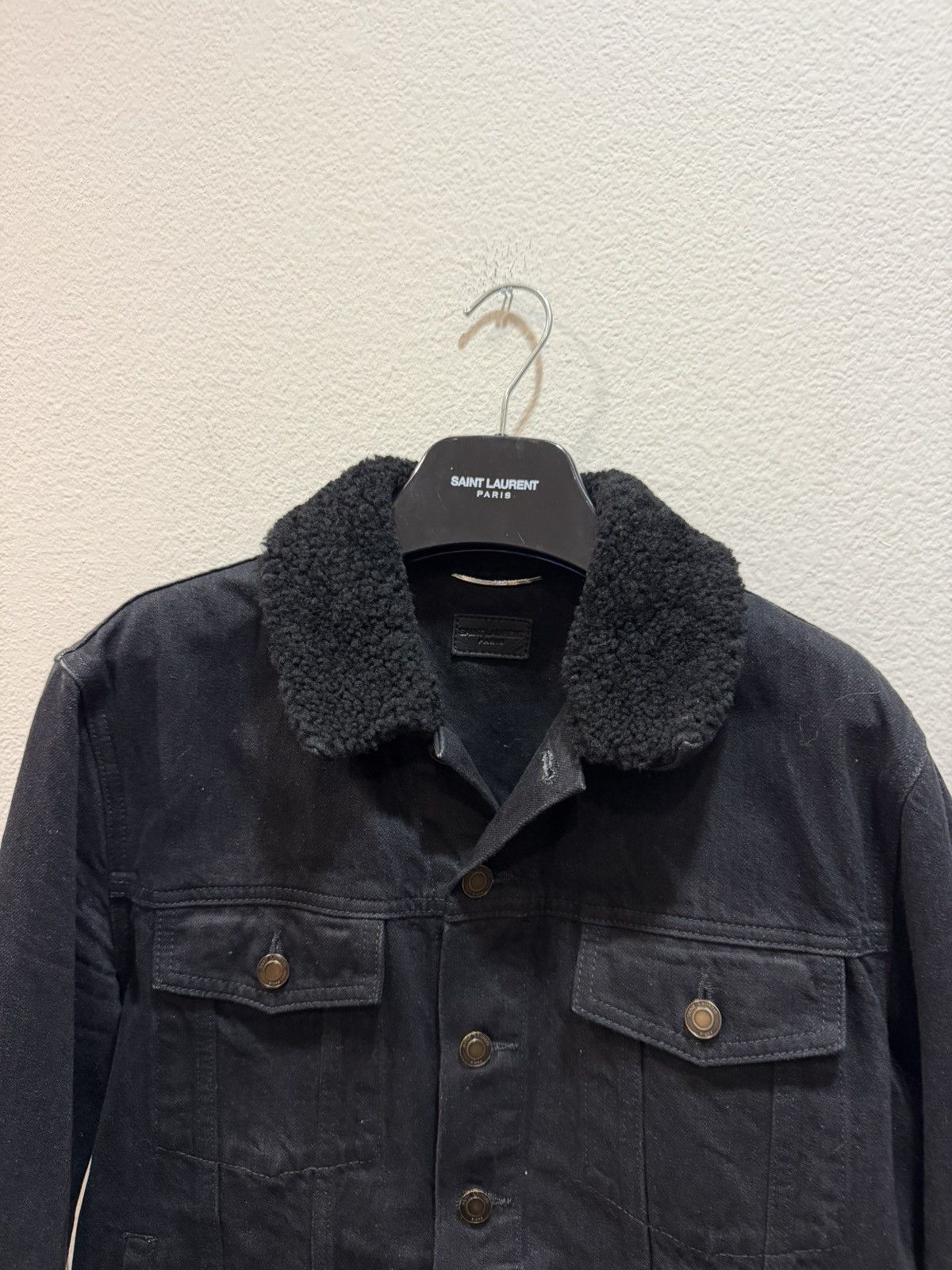 Saint Laurent Paris Shearling Collar Denim Trucker Jacket M Size US M / EU 48-50 / 2 - 2 Thumbnail