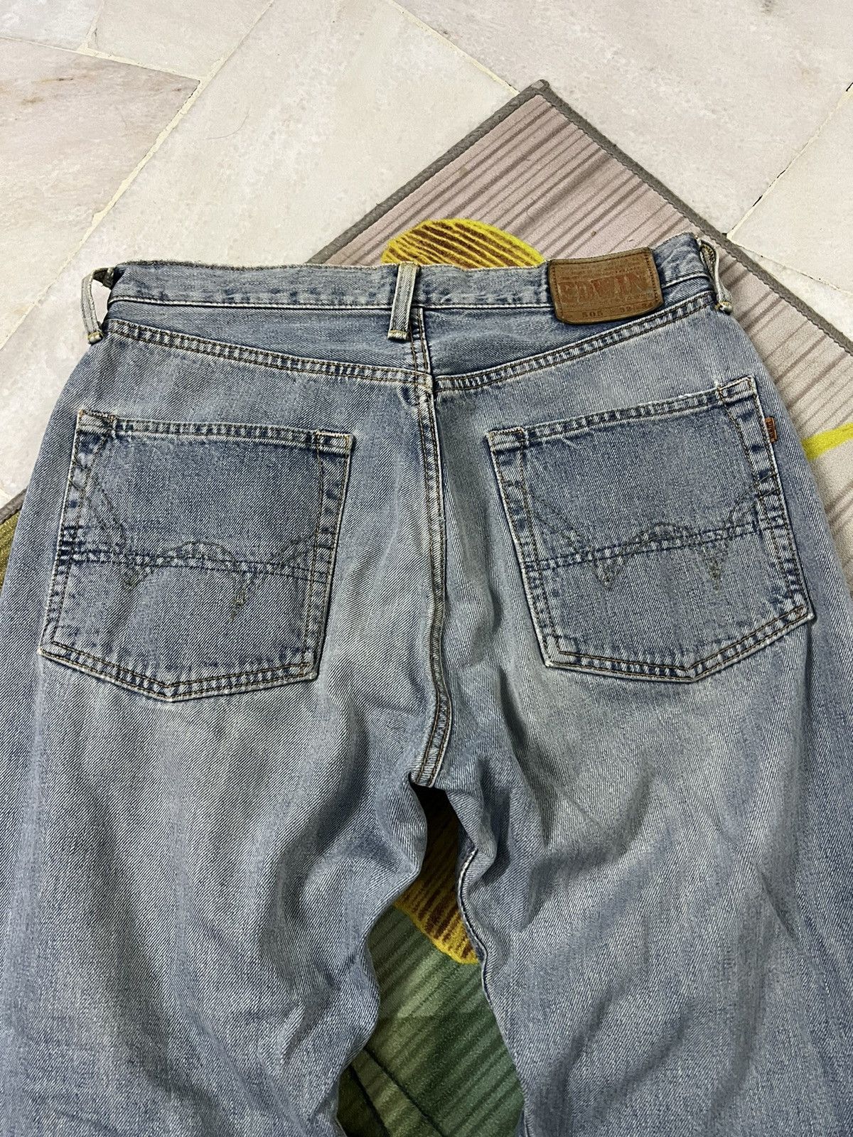 Edwin × Japanese Brand × Vintage EDWIN 505 FADED SELVEDGE DISTRESSED JEANS Size US 30 / EU 46 - 8 Thumbnail