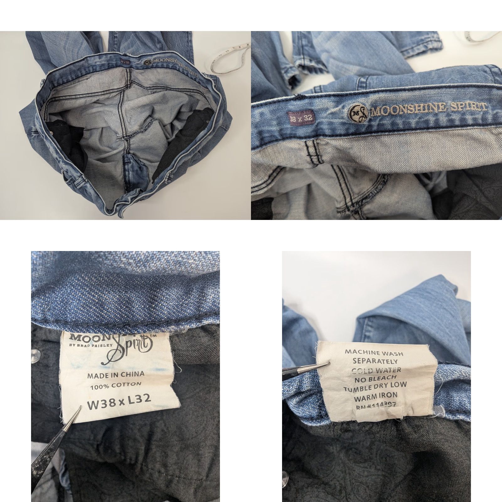 ESPIRIT Moonshine Spirit Jeans Men's Blue Bootcut Denim 38x32 Regular Inseam 32 Paisley Pattern Spirit Brand Gunnie? (Oops: need to be careful) Size US 38 / EU 54 - 9 Thumbnail