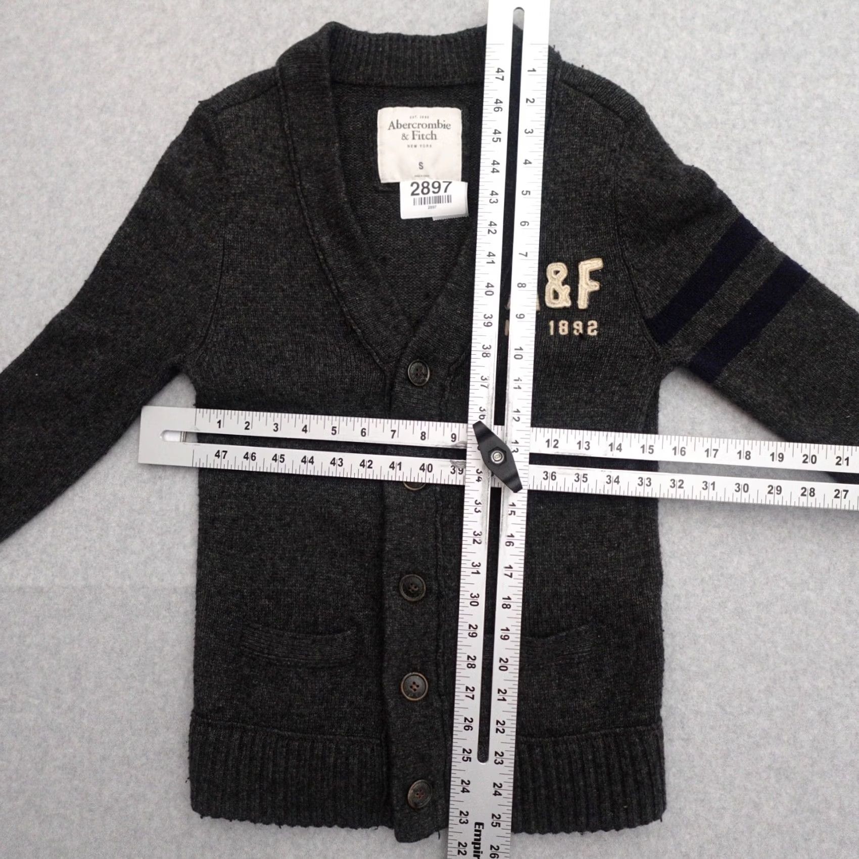 Abercrombie & Fitch Abercrombie & Fitch Cardigan Womens Small Blue Wool Blend Embroidered Sweater Size S / US 4 / IT 40 - 3 Thumbnail