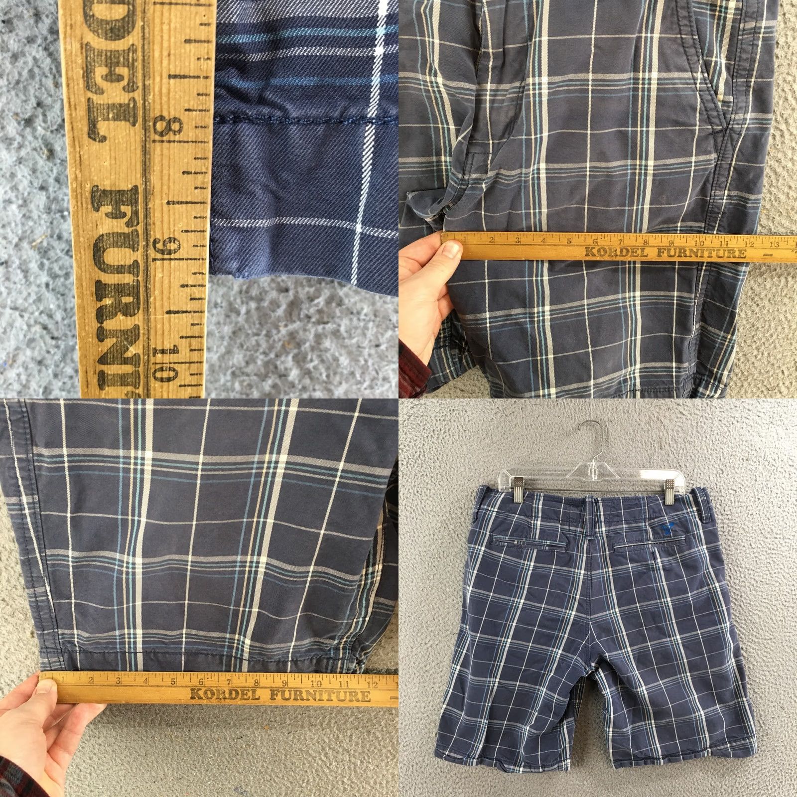 American Eagle Outfitters American Eagle Outfitters Bermuda Short Mens 32 Blue Plaid Cotton Mid Rise Zip Bermuda Shorts Mens Blue Plaid Cotton Mid Rise Zip Size US 32 / EU 48 - 8 Thumbnail
