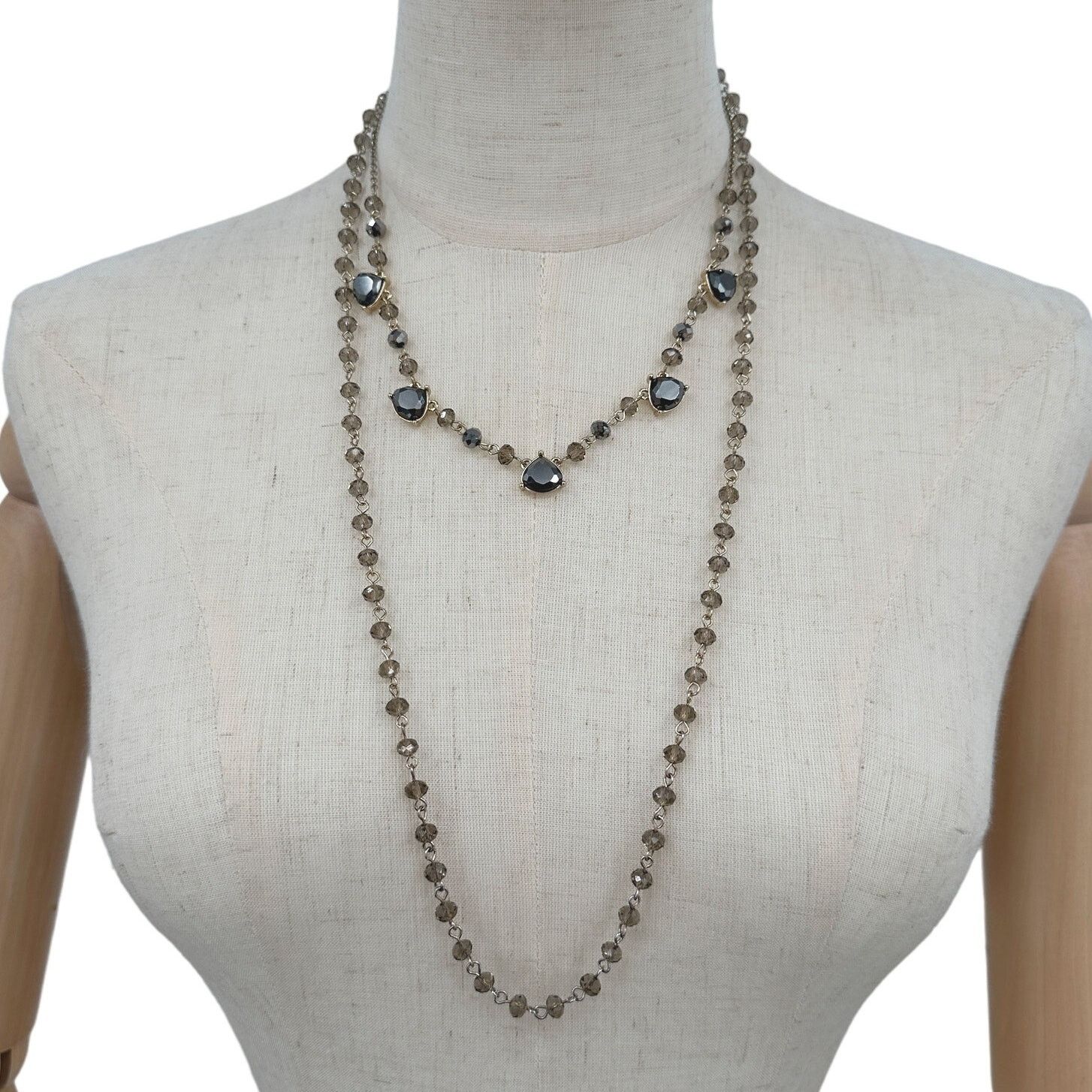 Banana Republic Banana Republic Layered Necklace Smoke Crystal Beads Size ONE SIZE - 10 Thumbnail