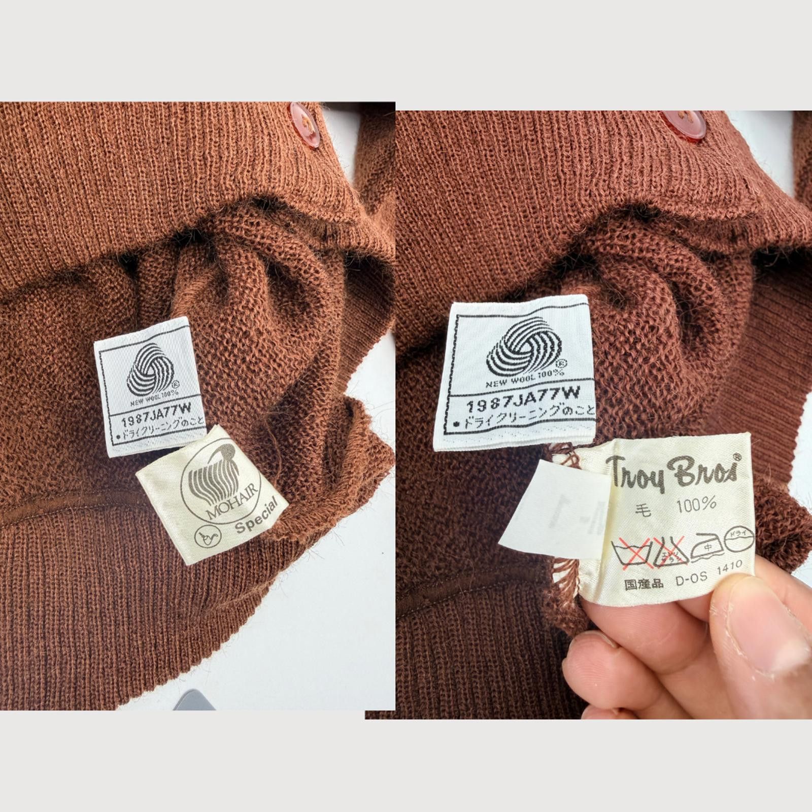 Del Toro Vintage Toroy Mohair Cardigan Brown Wool Knit Size L / US 10 / IT 46 - 4 Thumbnail
