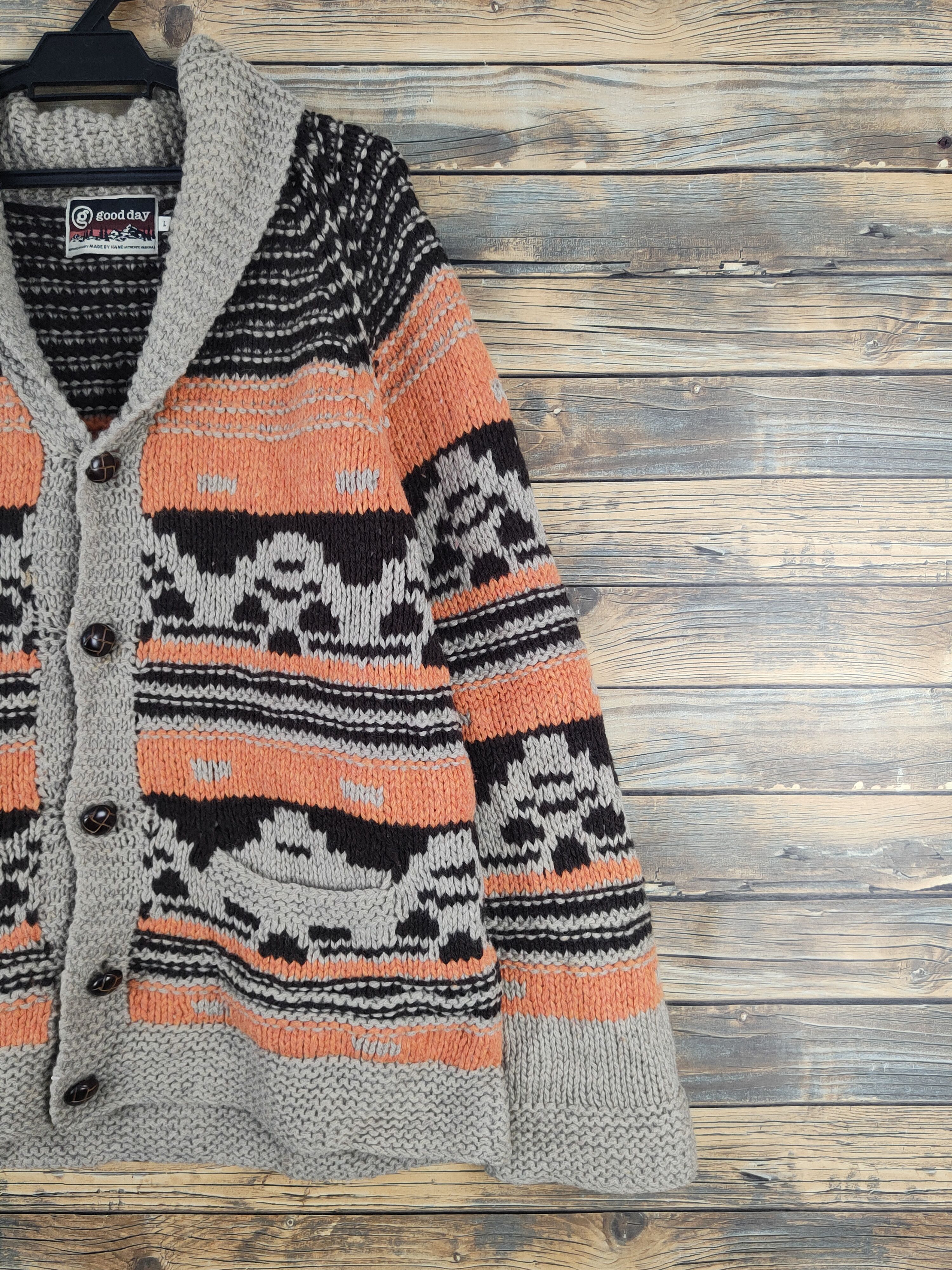 Handmade Good day Brown Orange handmade Knitwear Sweaters #W2157 Size US L / EU 52-54 / 3 - 5 Thumbnail