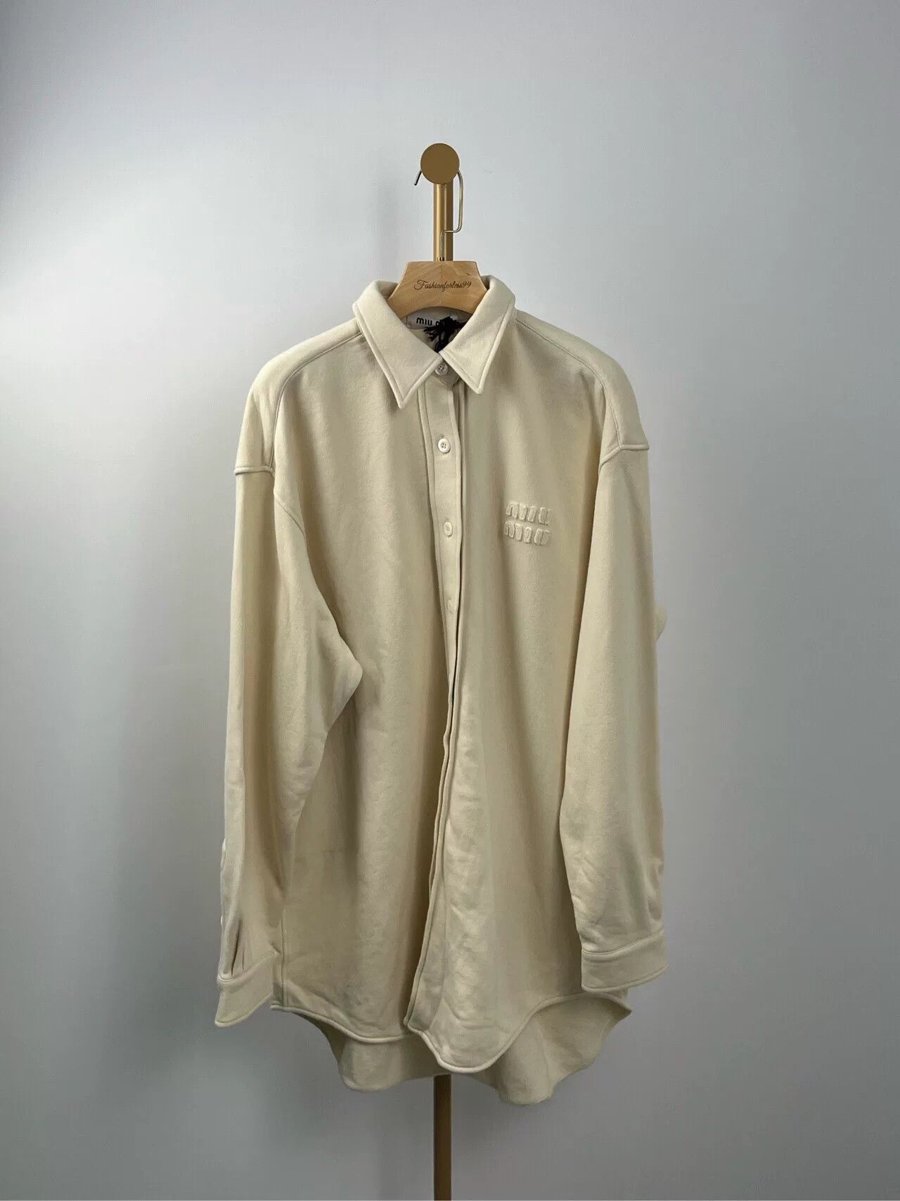Miu Miu miu miu beige embroidered long coat Size US M / EU 48-50 / 2 - 1 Thumbnail