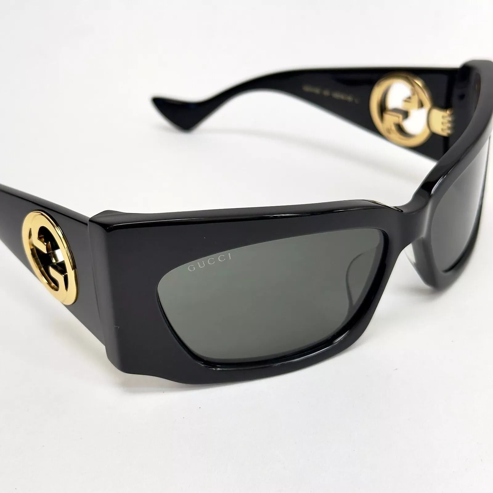 Gucci GUCCI 1412 Black Gold Logo Gg1412S Geometric Mask Wrap 001 Size ONE SIZE - 6 Thumbnail