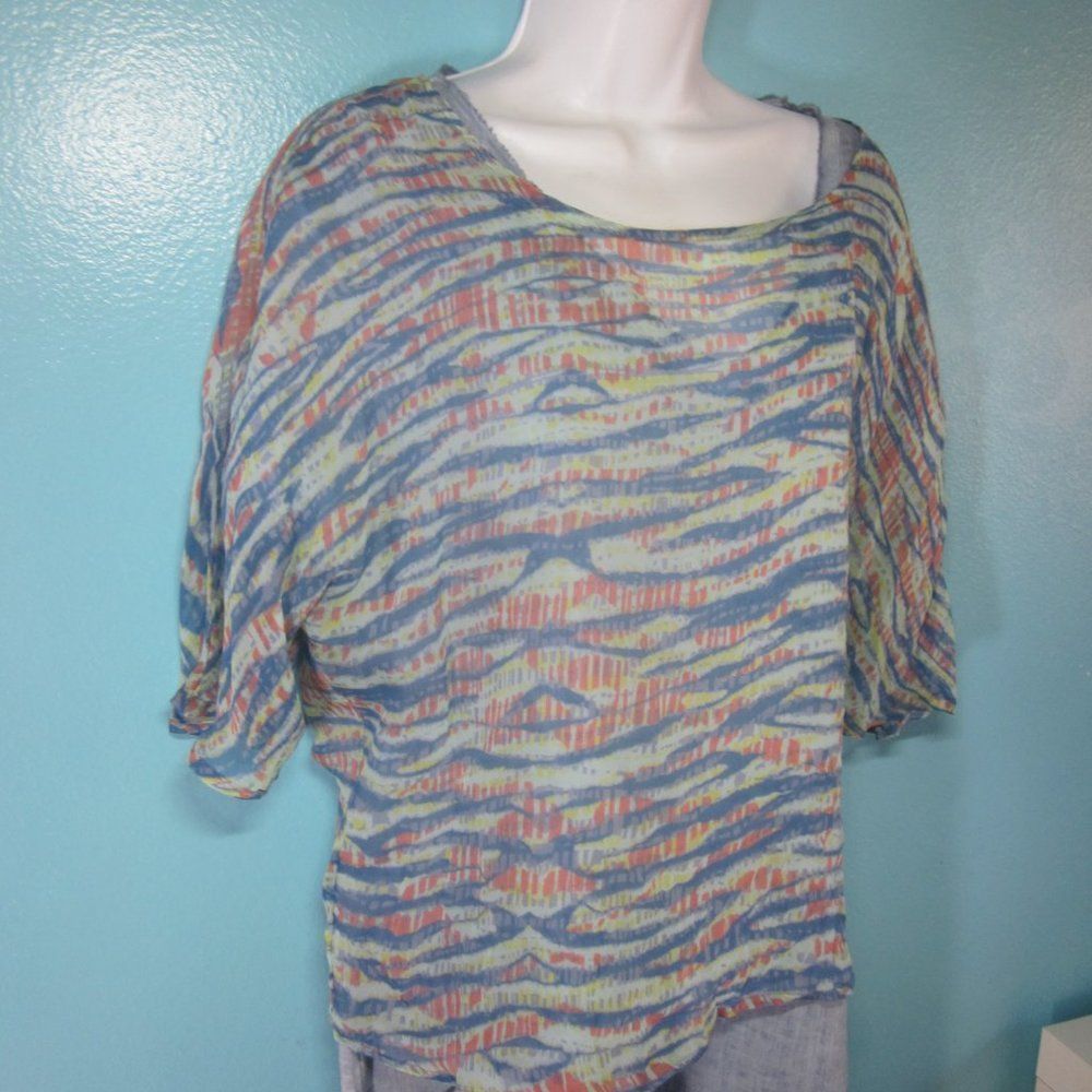 Gypsy 05 Gypsy 05 Anthropologie Womens Size S Oversized Sheer Silk Blouse Blue Wave Size S / US 4 / IT 40 - 9 Thumbnail
