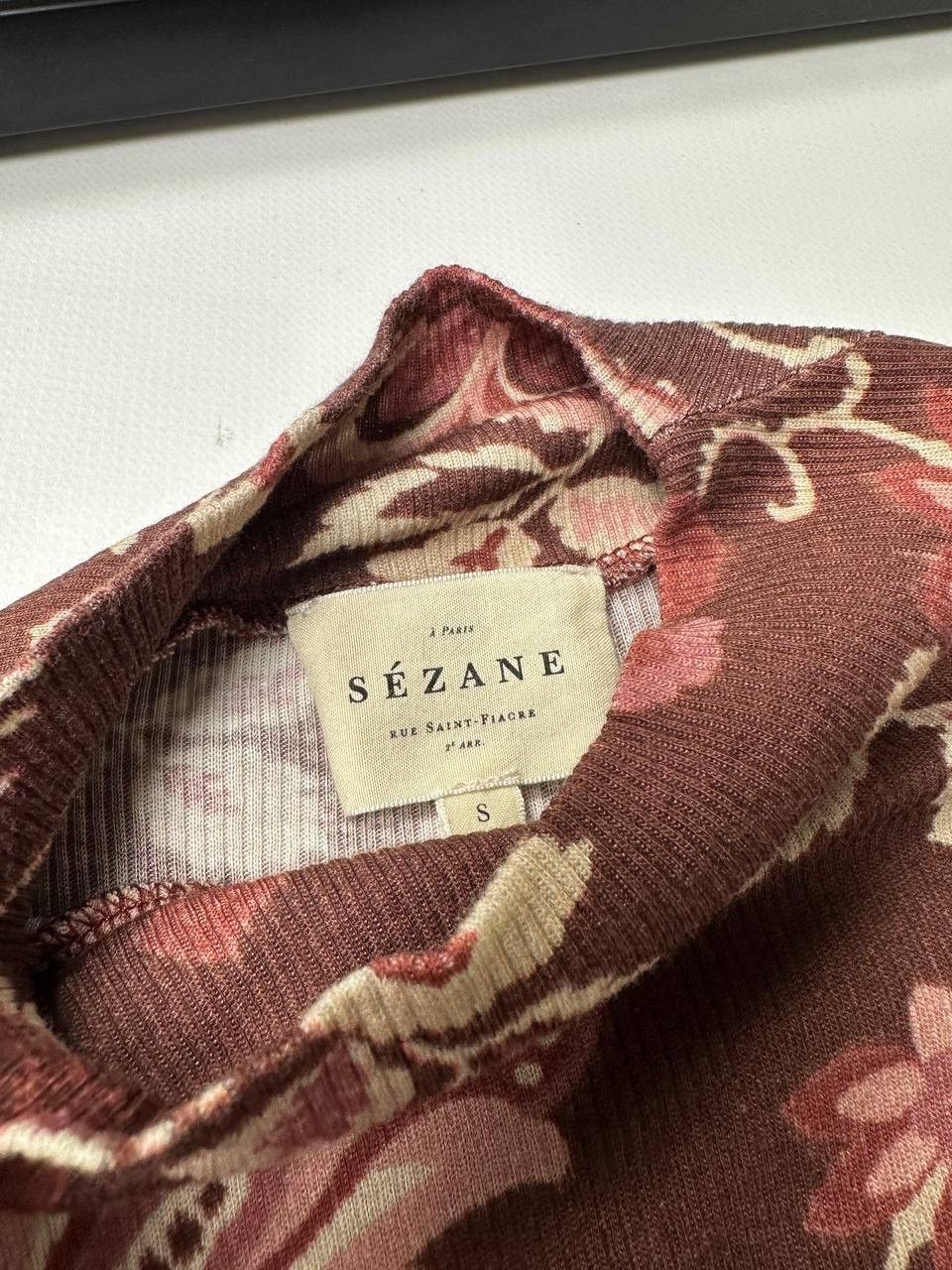 Sezane Sézane Floral Print Mock Neck Top Long-sleeve Luxury Paris Size S / US 4 / IT 40 - 5 Thumbnail