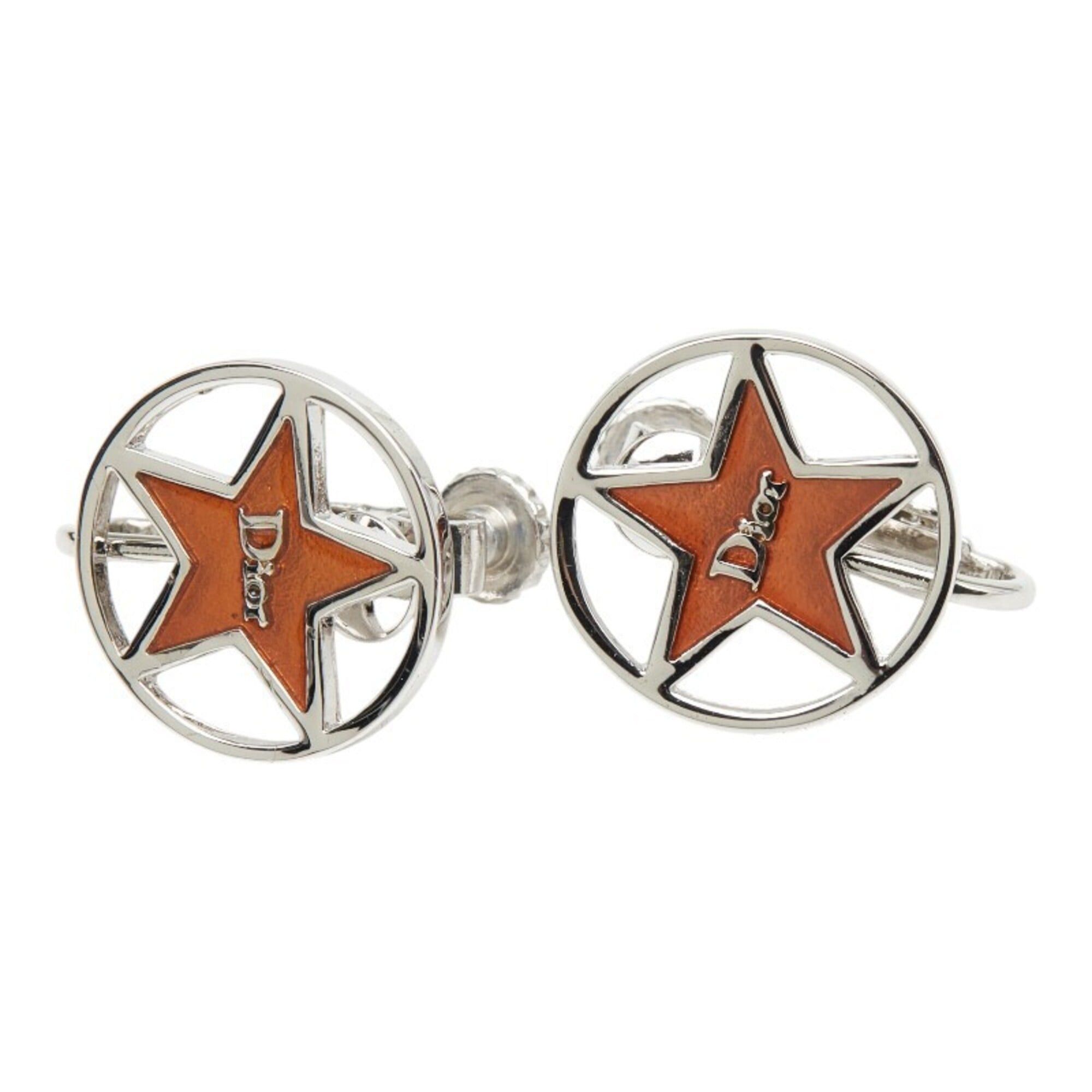 Dior Christian Dior Dior Logo Star Motif Earrings, Silver and Orange Metal, Women's. Size ONE SIZE - 1 Thumbnail