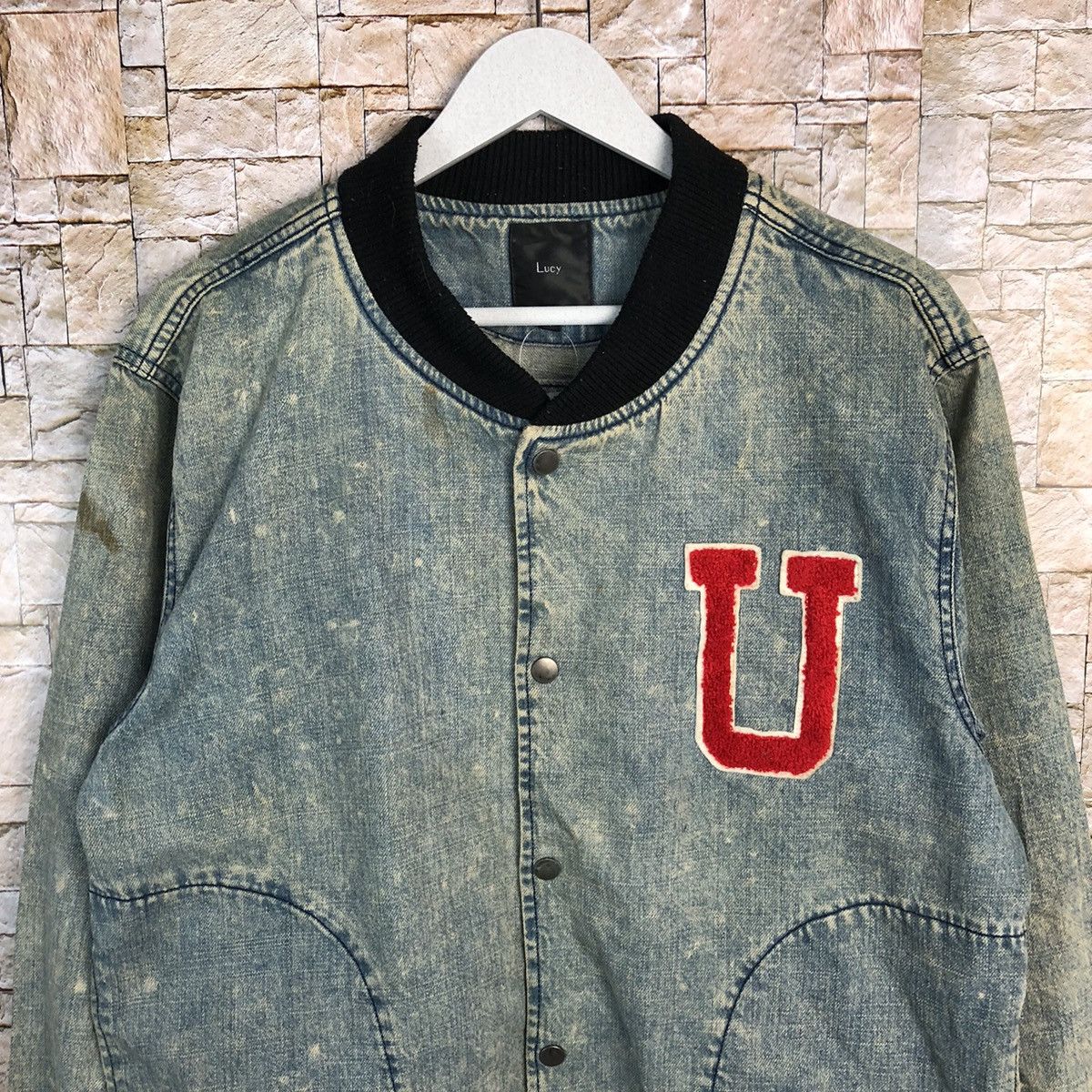 Japanese Brand Lucy Blue denim Bombers Jacket varsity #A272 Size US M / EU 48-50 / 2 - 5 Thumbnail