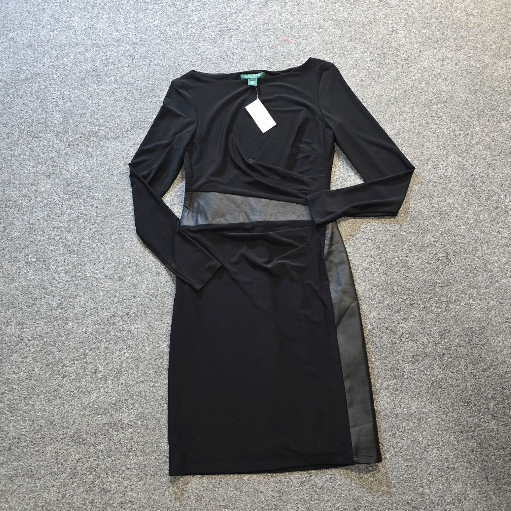 Ralph Lauren Lauren Ralph Lauren Dress Womens Size 2 Black Vegan Leather Trim Fitted Career Dress Size XS / US 0-2 / IT 36-38 - 2 Thumbnail