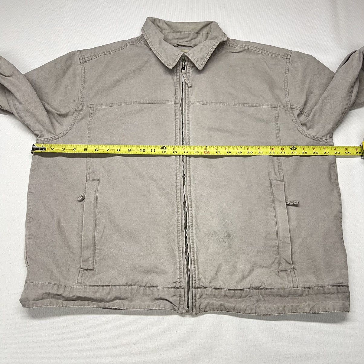 VTG LL Bean Jacket Beige Bomber Chore Canvas Full Zip