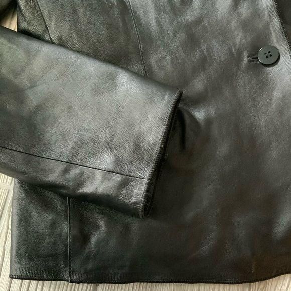 Jones New York Jones New York Genuine Leather Jet Black Chic Blazer Size XL / US 12-14 / IT 48-50 - 6 Thumbnail