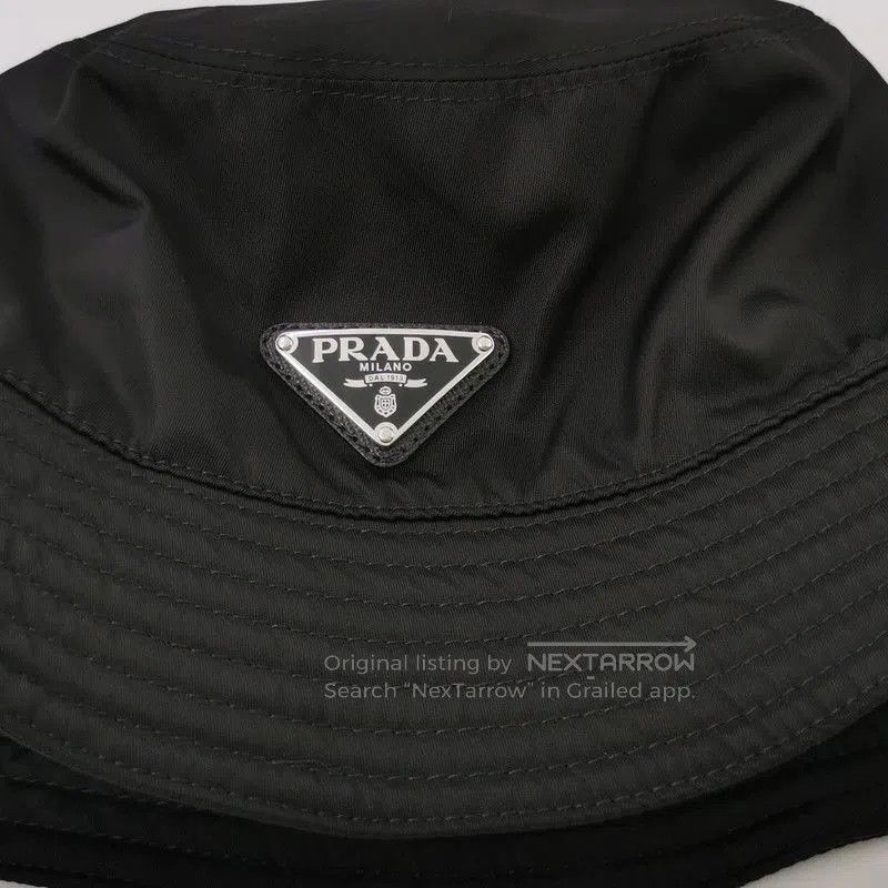 Prada Prada Solid Color Triangle Logo Bucket Hat. Size ONE SIZE - 4 Thumbnail