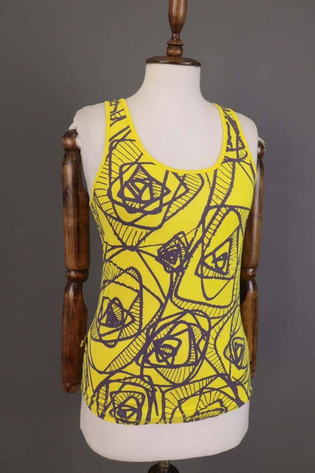 Designer E9 Yellow Printed Sleeveless Summer Top Shirt Size L Size L / US 10 / IT 46 - 7 Thumbnail