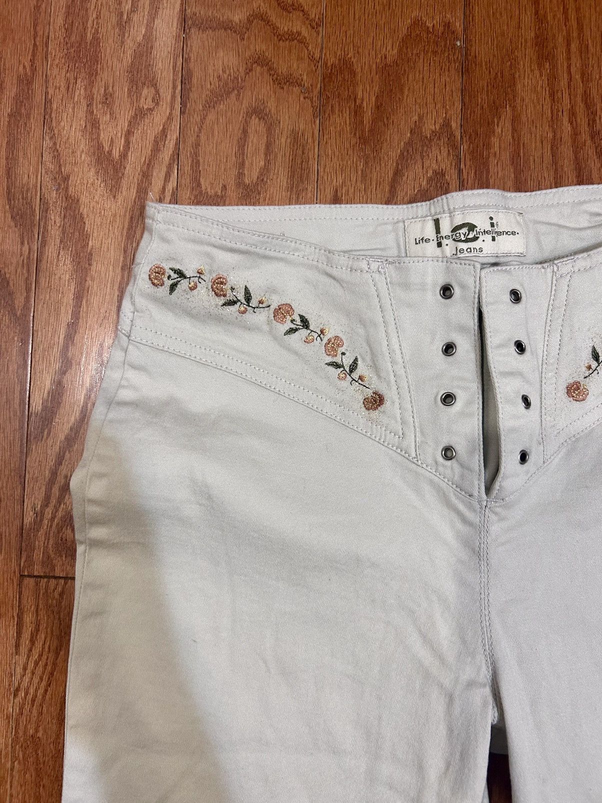 Other Flare Vintage Y2K Embroidered Lace Up Detail Low Rise Pants Size 38" / US 16 / IT 52 - 3 Thumbnail
