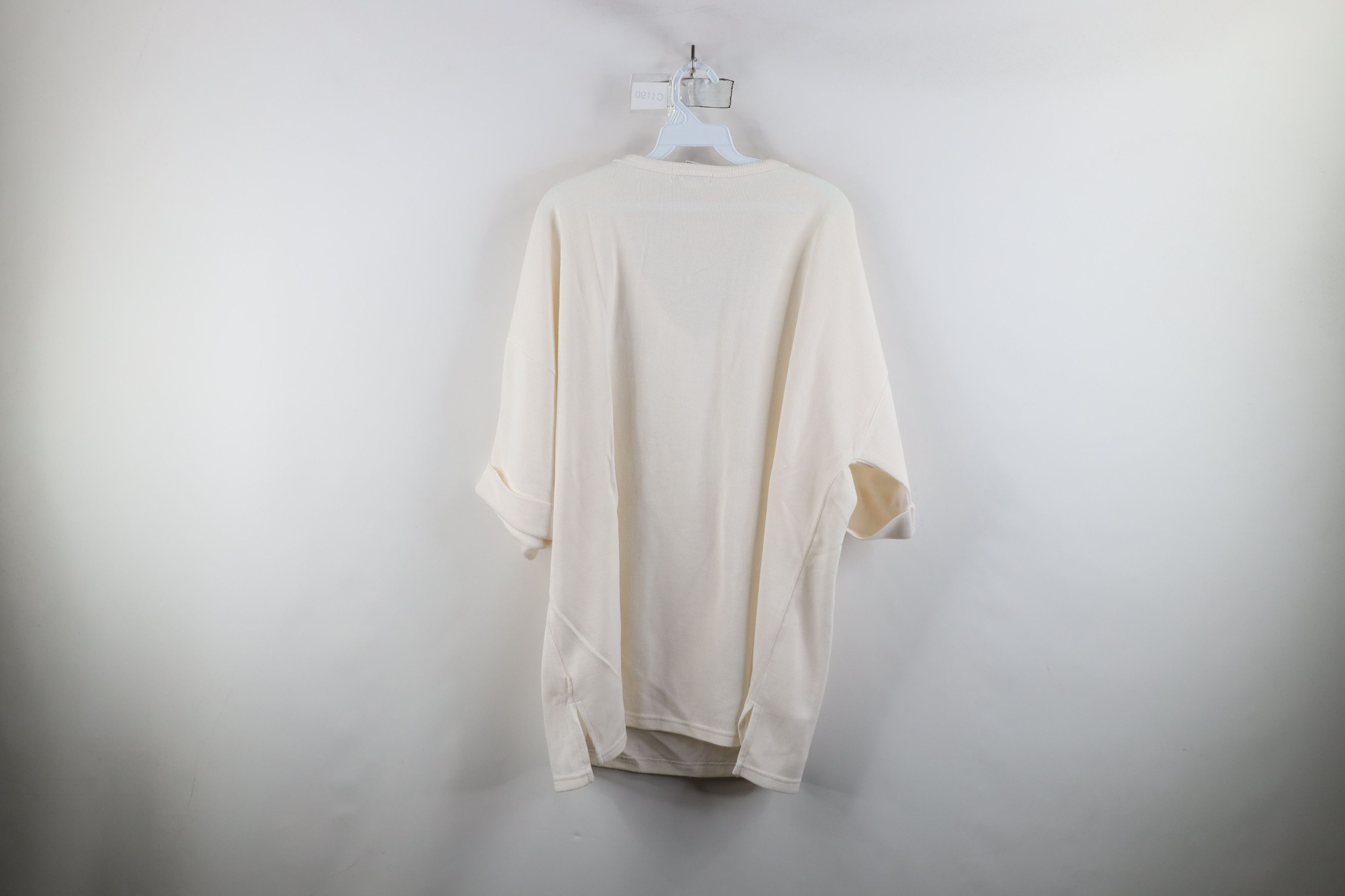 Express × Vintage Vintage 90s Express Baggy Thermal Waffle Knit T-Shirt Cream Size L / US 10 / IT 46 - 12 Thumbnail