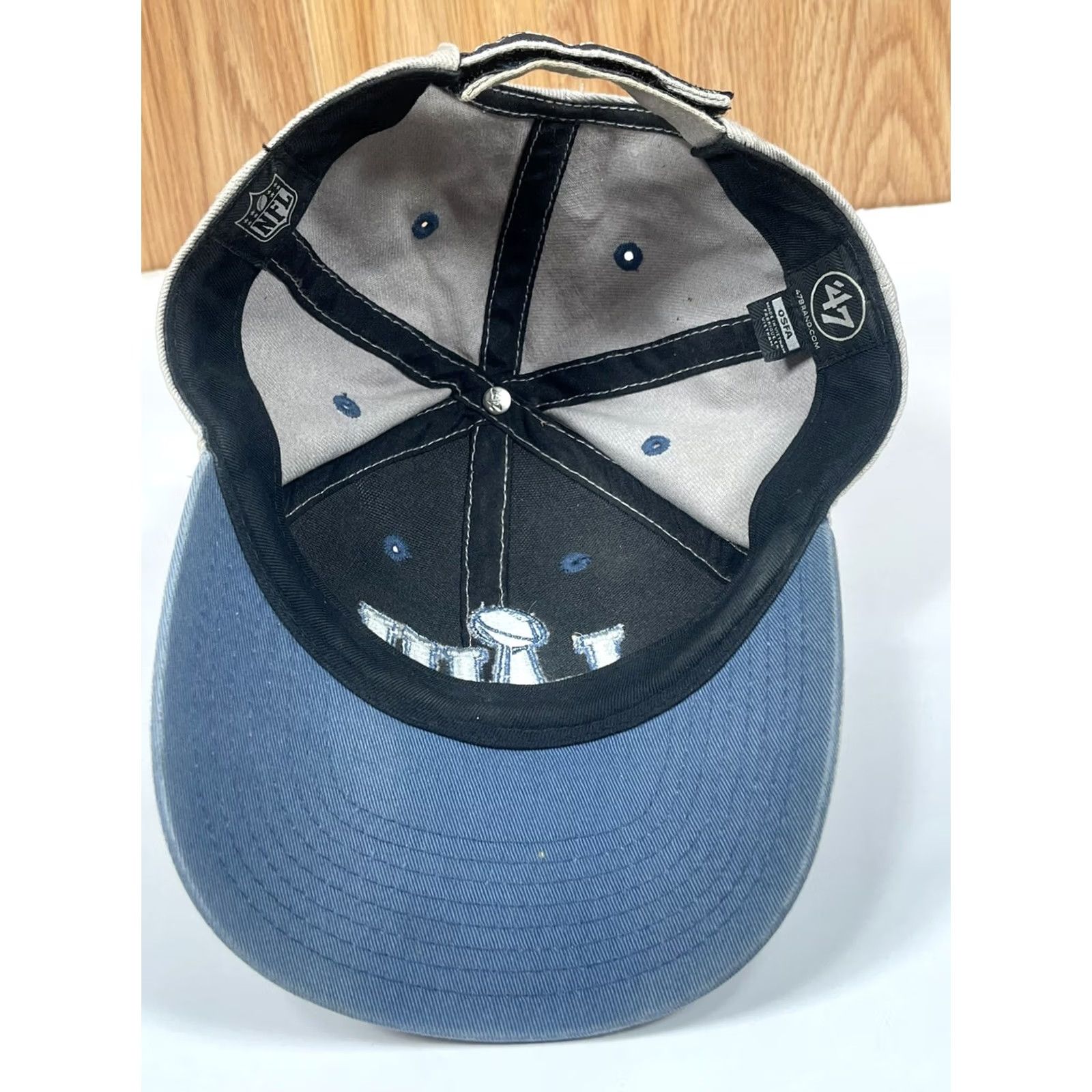 47 47 NFL MVP SuperBowl LIII 53 Gray Adult Adjustable StrapBack Hat Cap One Size Size ONE SIZE - 7 Thumbnail