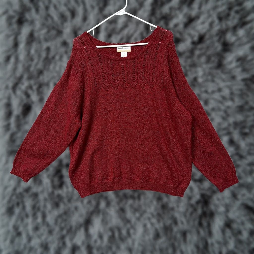 Vintage VINTAGE Alfred Dunner Sweater 2X Plus Long Sleeve Solid Knit Pullover Red 90s Bohemian Cozy Hygge Womens Size XXL / US 16-18 / IT 52-54 - 1 Thumbnail