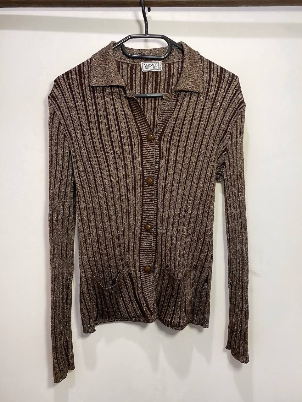 image of Versace Cardigan Sweater in Brown, Women's (Size Small)